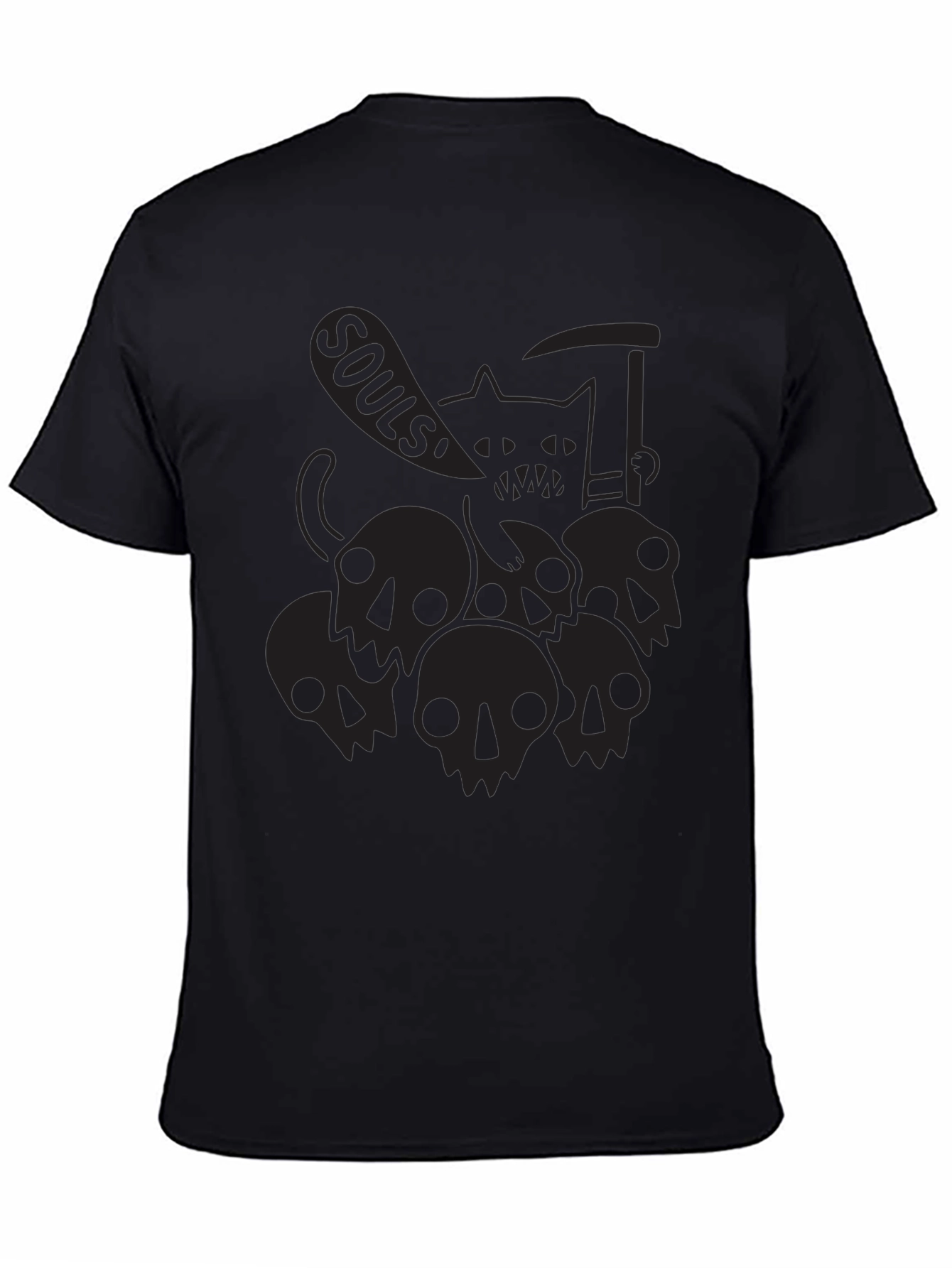 Grim Reaper Cat Black T-Shirt - Souls!