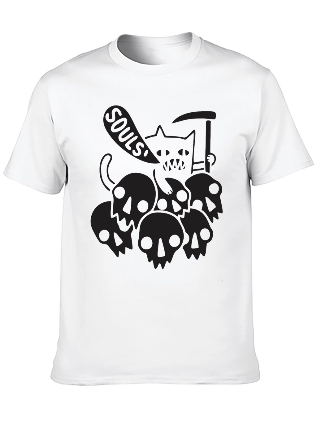 Grim Reaper Cat Black T-Shirt - Souls!