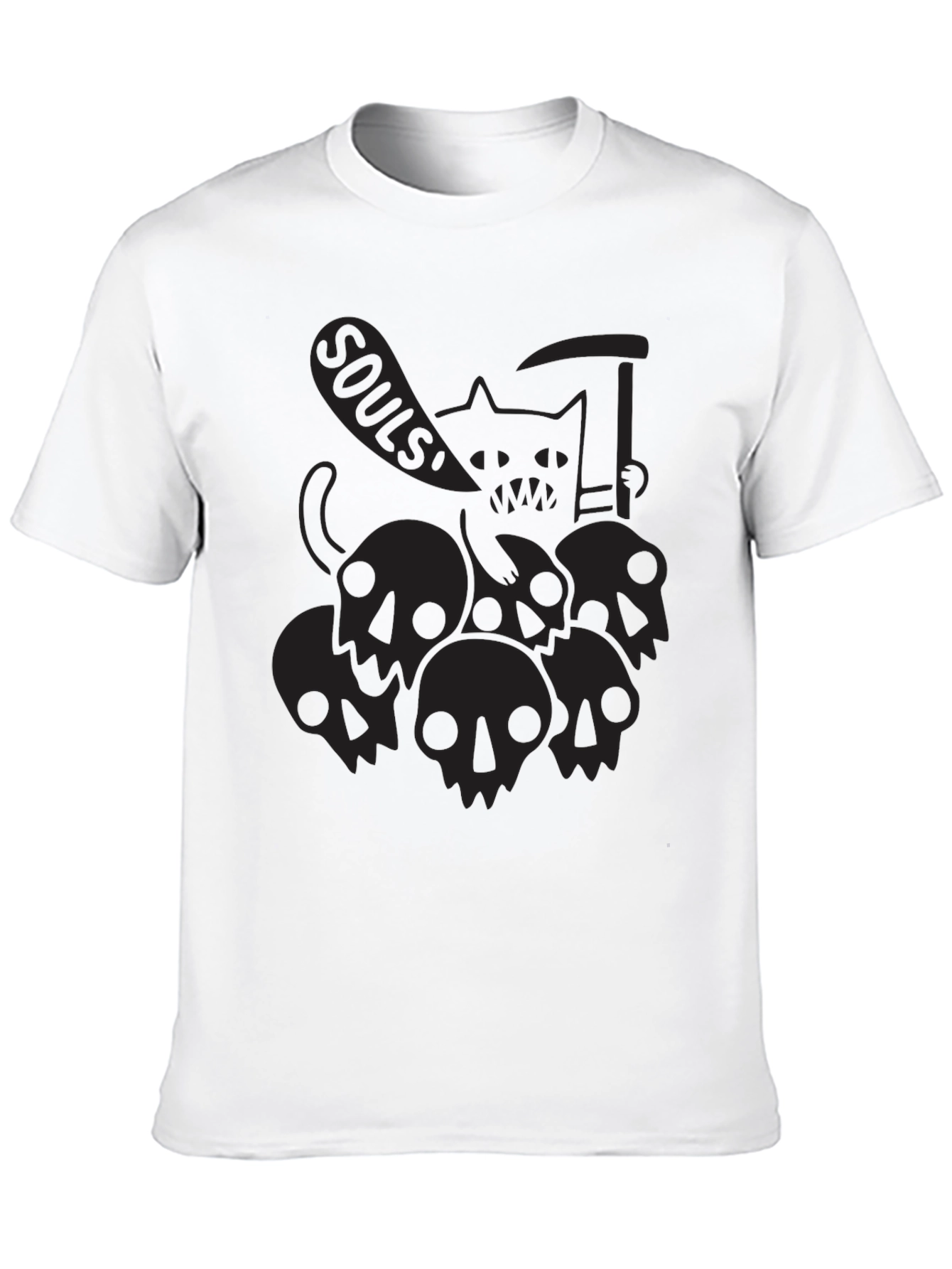 Grim Reaper Cat Black T-Shirt - Souls!