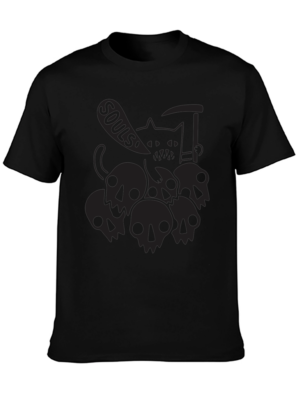 Grim Reaper Cat Black T-Shirt - Souls!