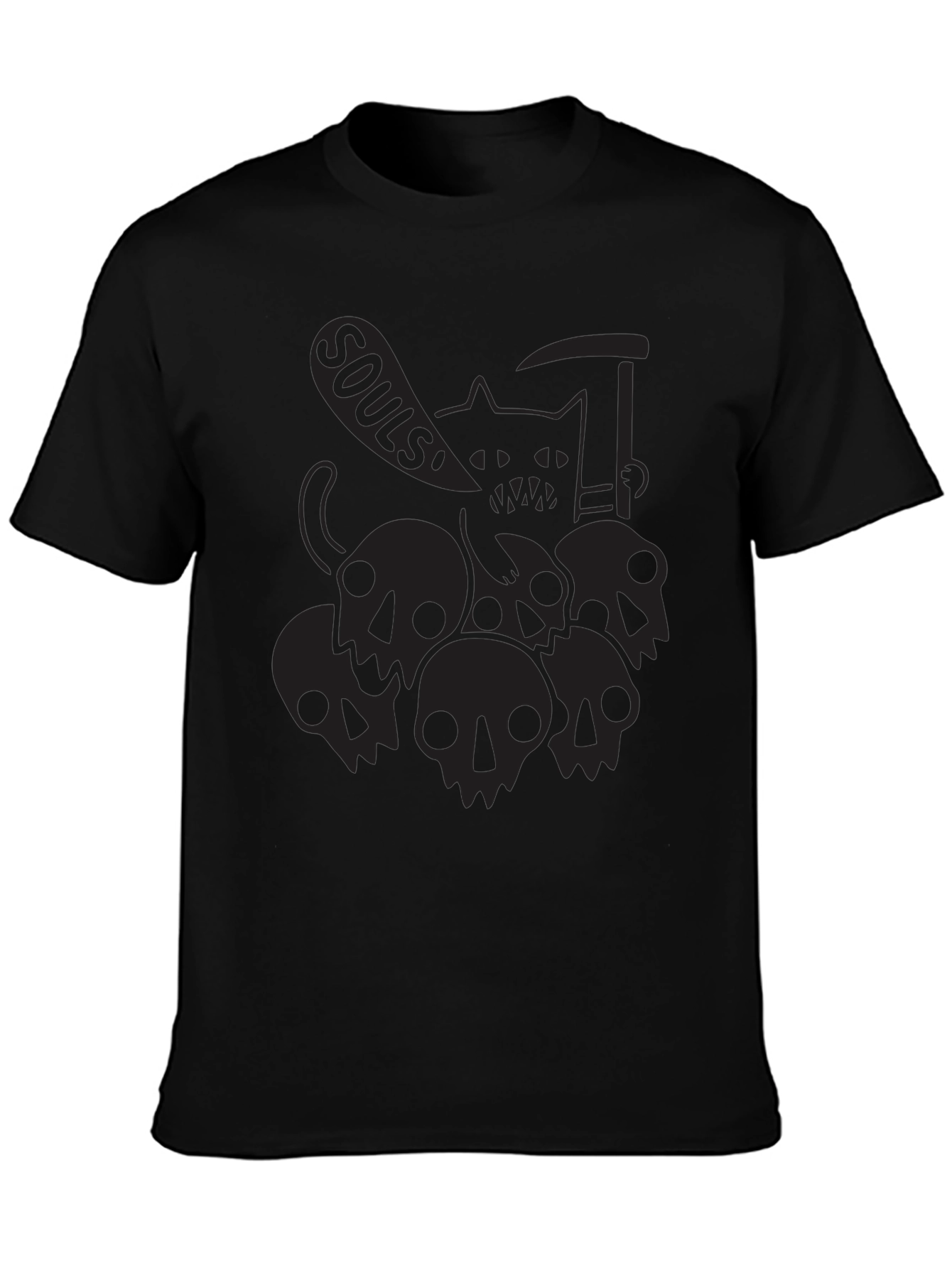 Grim Reaper Cat Black T-Shirt - Souls!