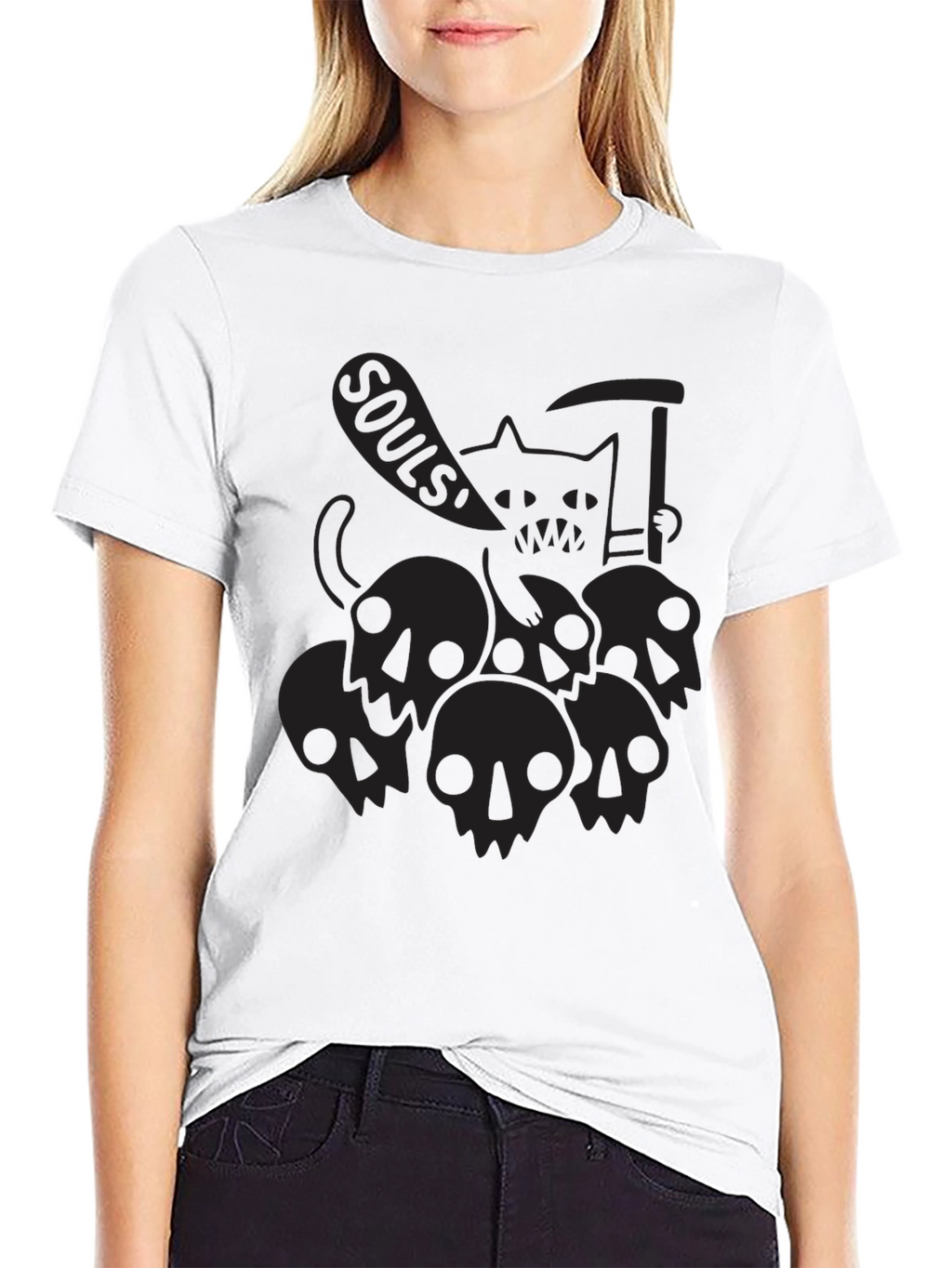Grim Reaper Cat Black T-Shirt - Souls!