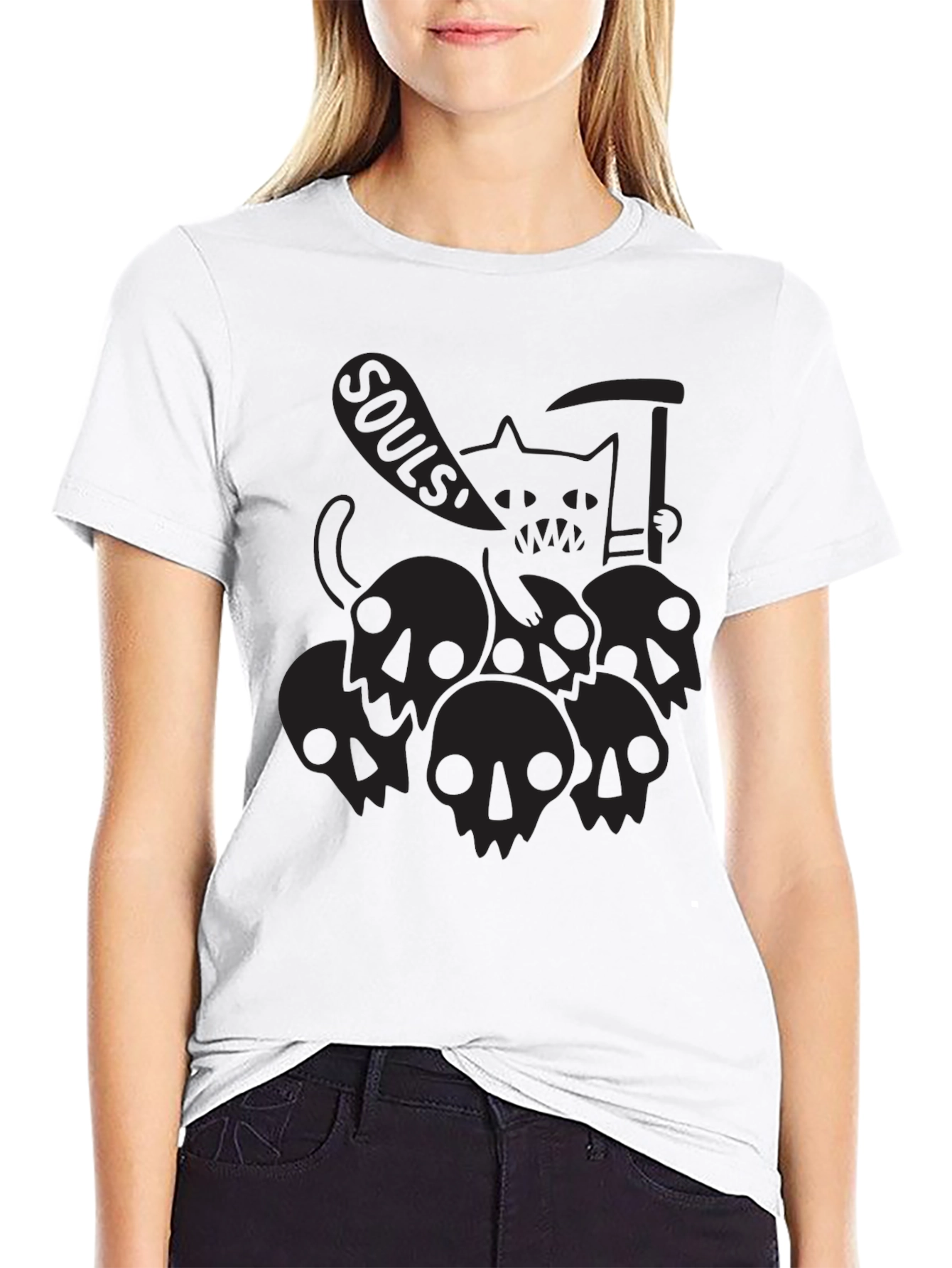 Grim Reaper Cat Black T-Shirt - Souls!