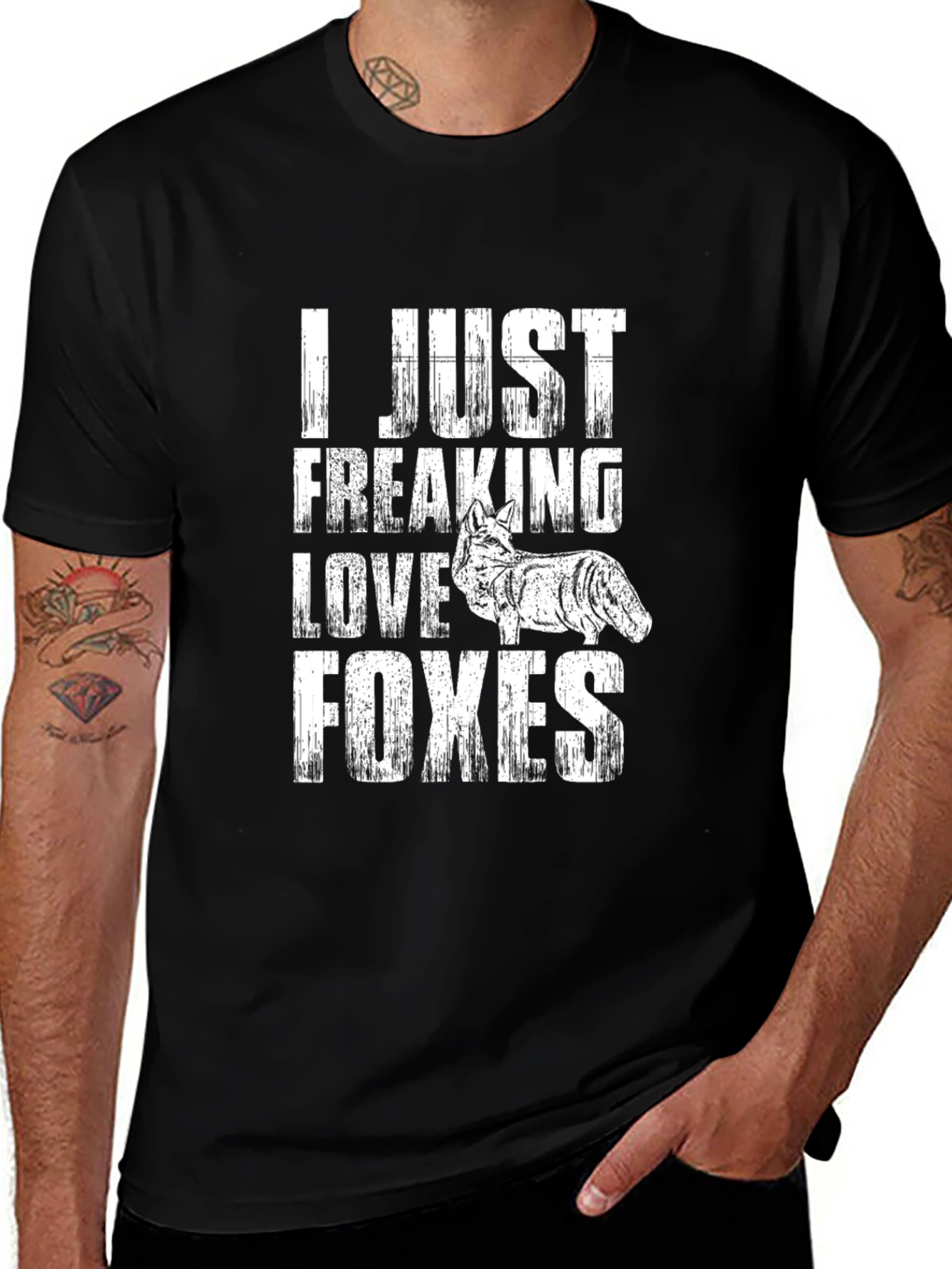 I Love Foxes Graphic Tee - Mens Black T-Shirt