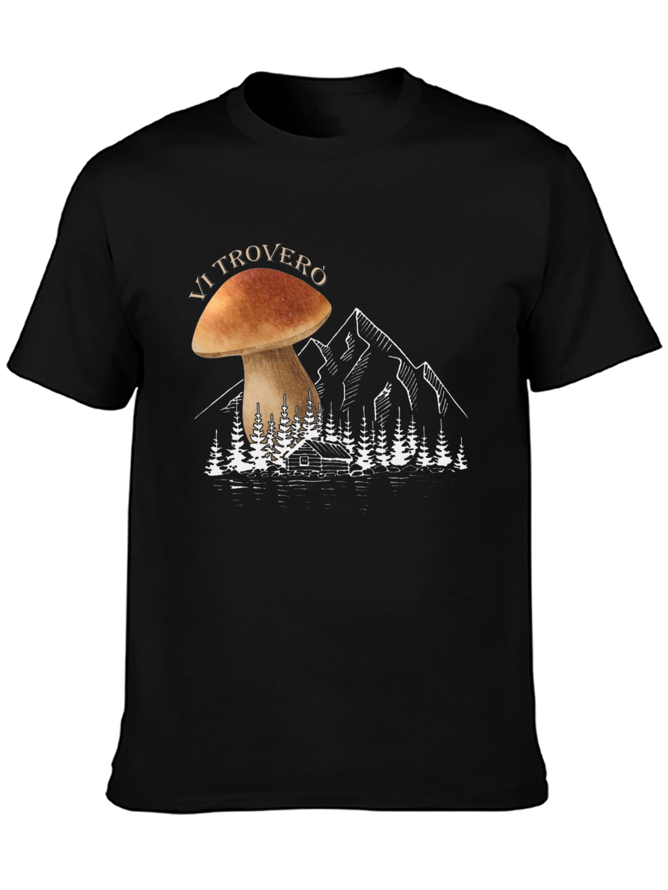 Mushroom Forest Graphic Tee - Mens Black T-Shirt