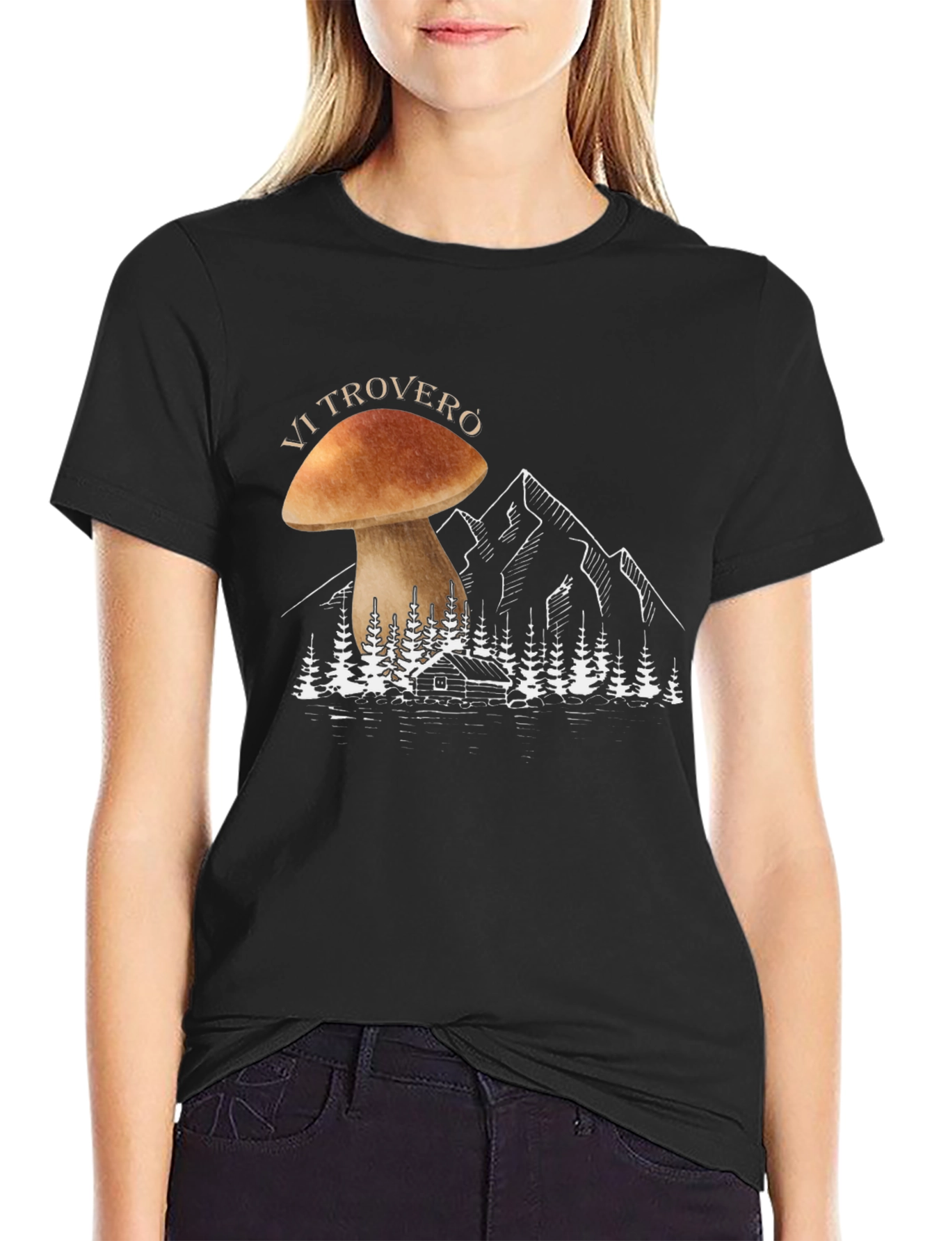 Mushroom Forest Graphic Tee - Mens Black T-Shirt