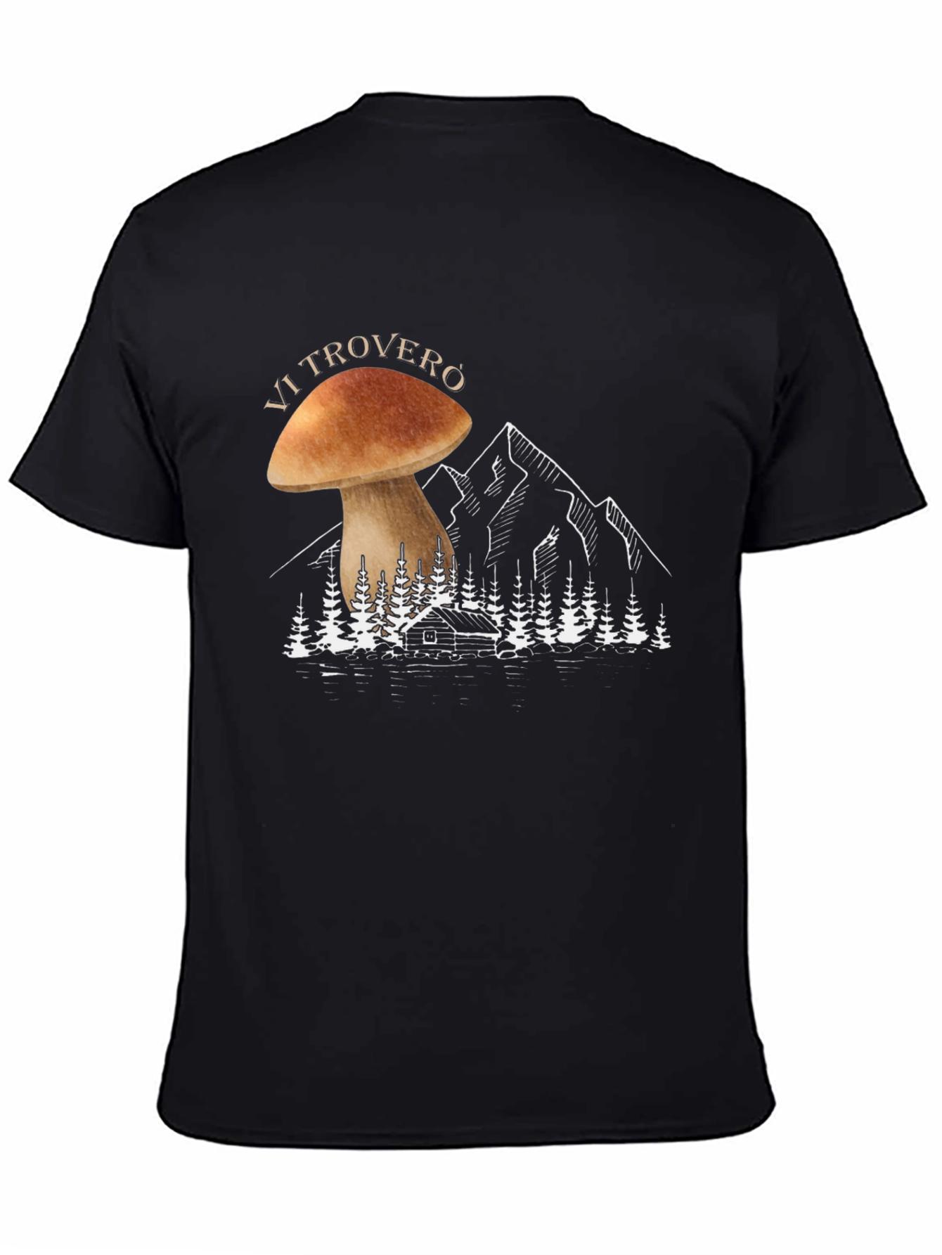 Mushroom Forest Graphic Tee - Mens Black T-Shirt