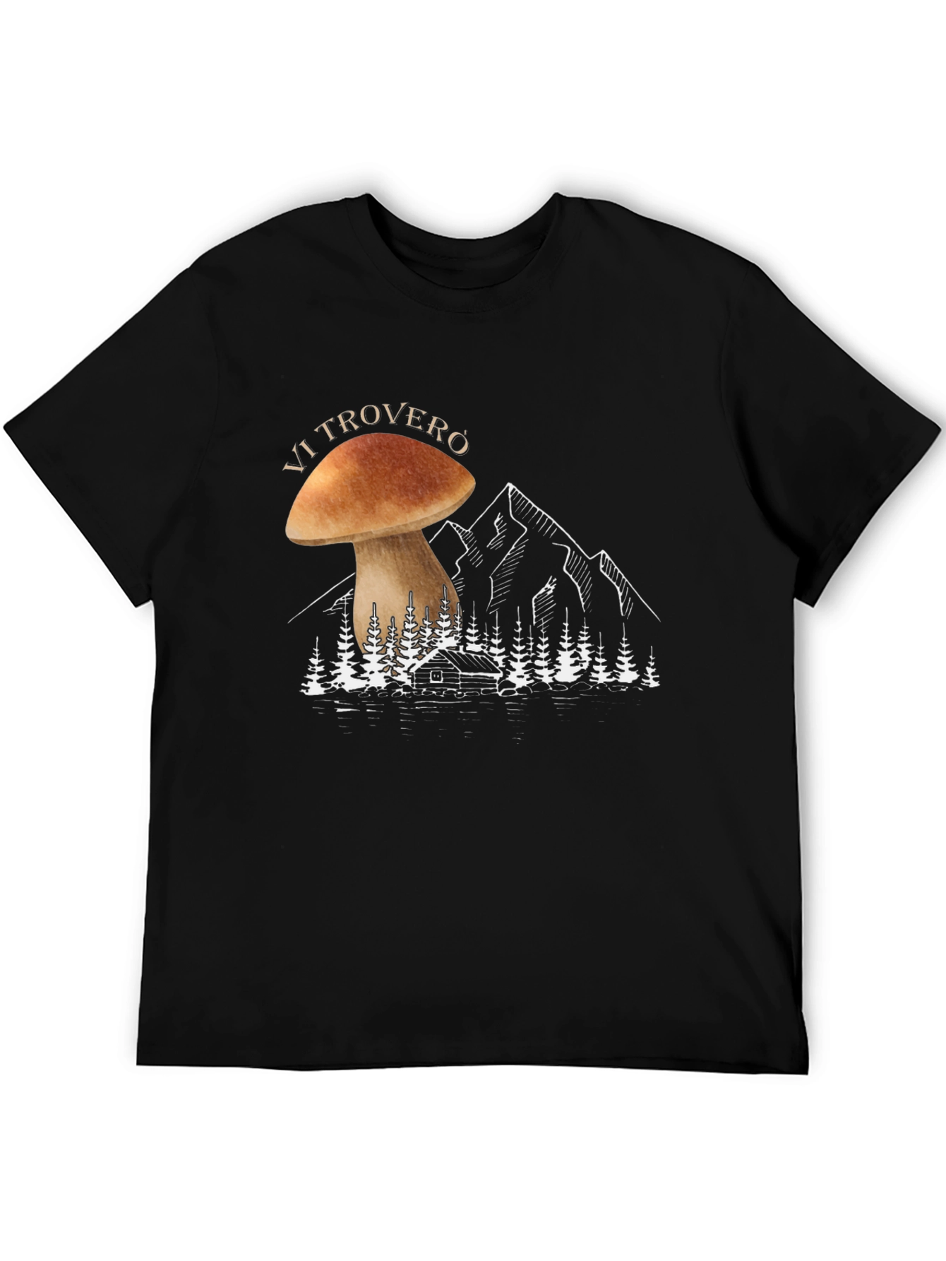 Mushroom Forest Graphic Tee - Mens Black T-Shirt