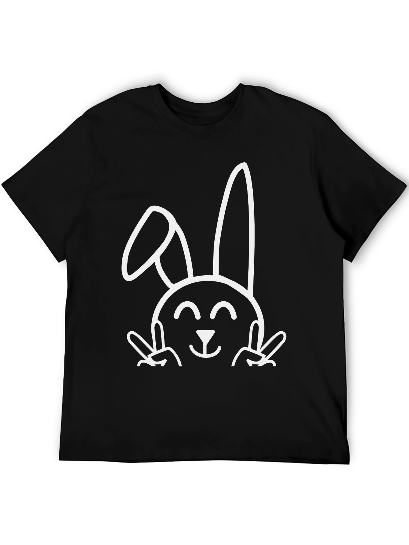 Funny Easter Bunny Peace Sign T-Shirt - Black