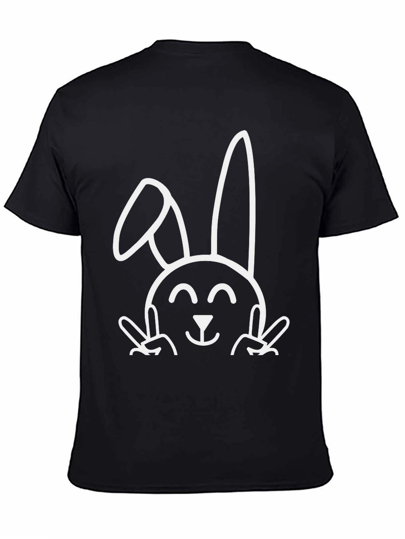 Funny Easter Bunny Peace Sign T-Shirt - Black