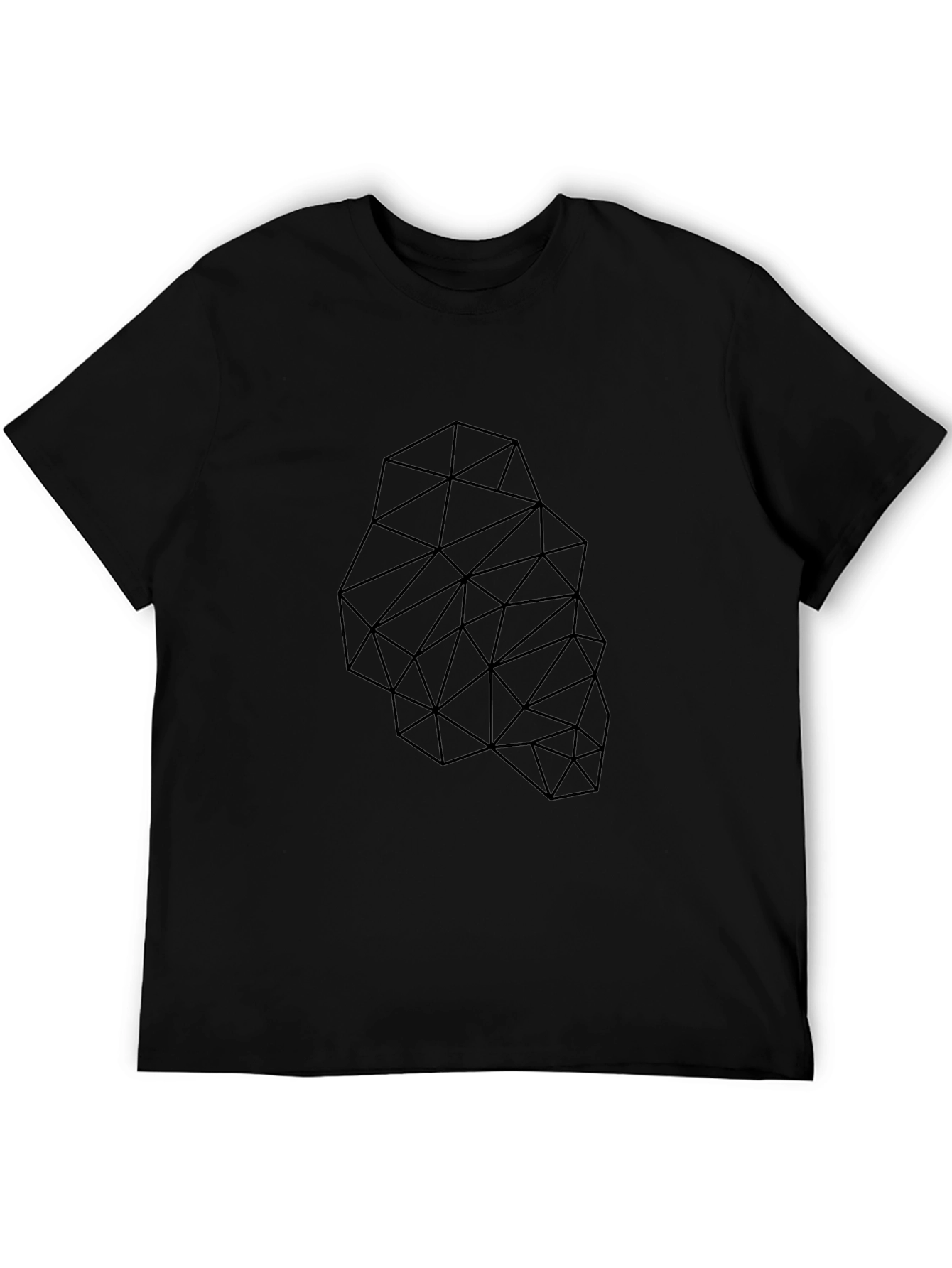 Geometric Triangle Design Black T-Shirt