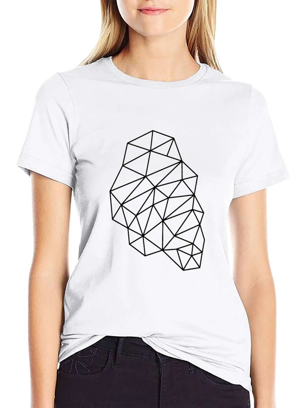 Geometric Triangle Design Black T-Shirt