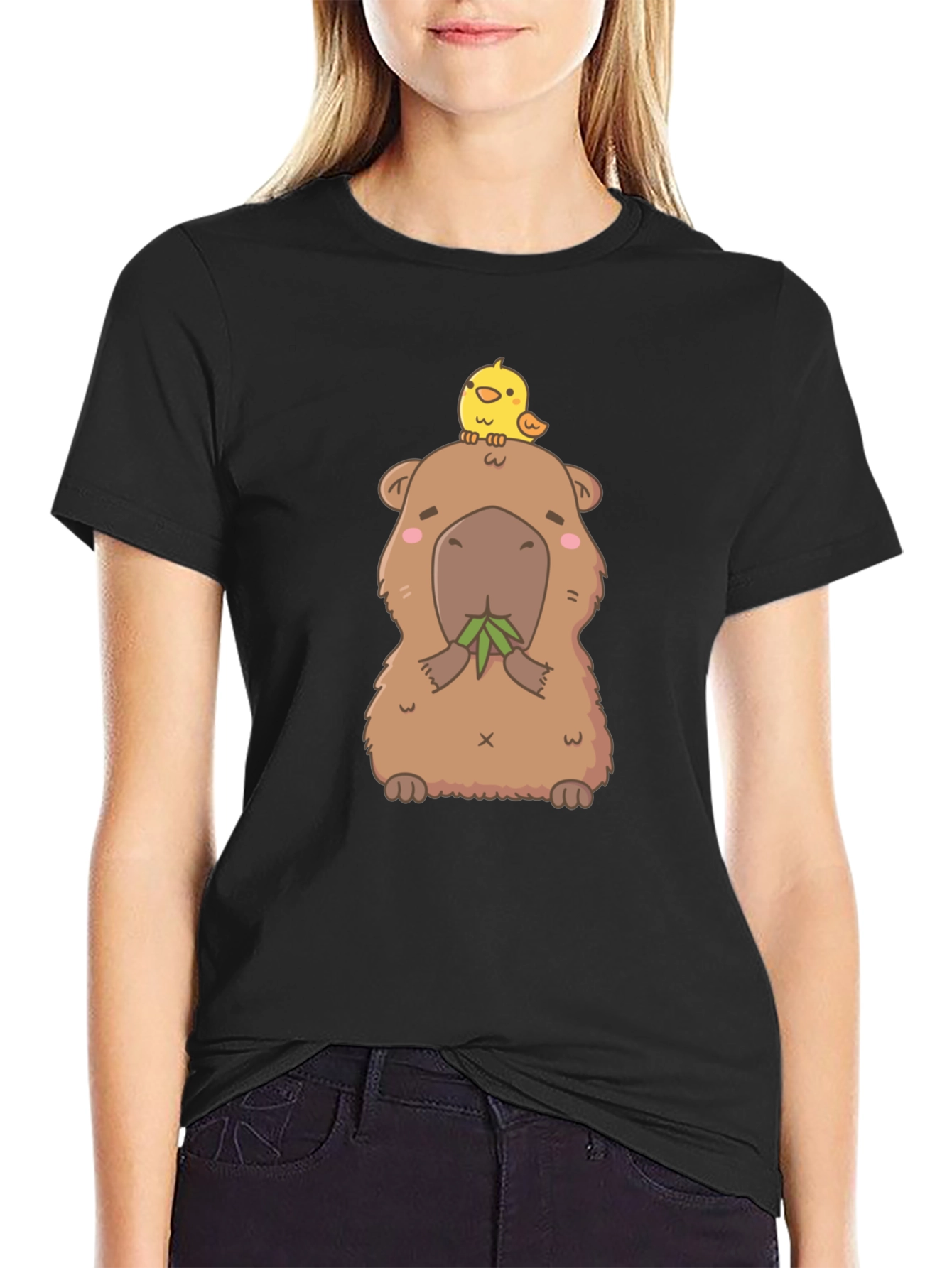 Cute Capybara & Chick T-Shirt - Unisex Cotton Tee