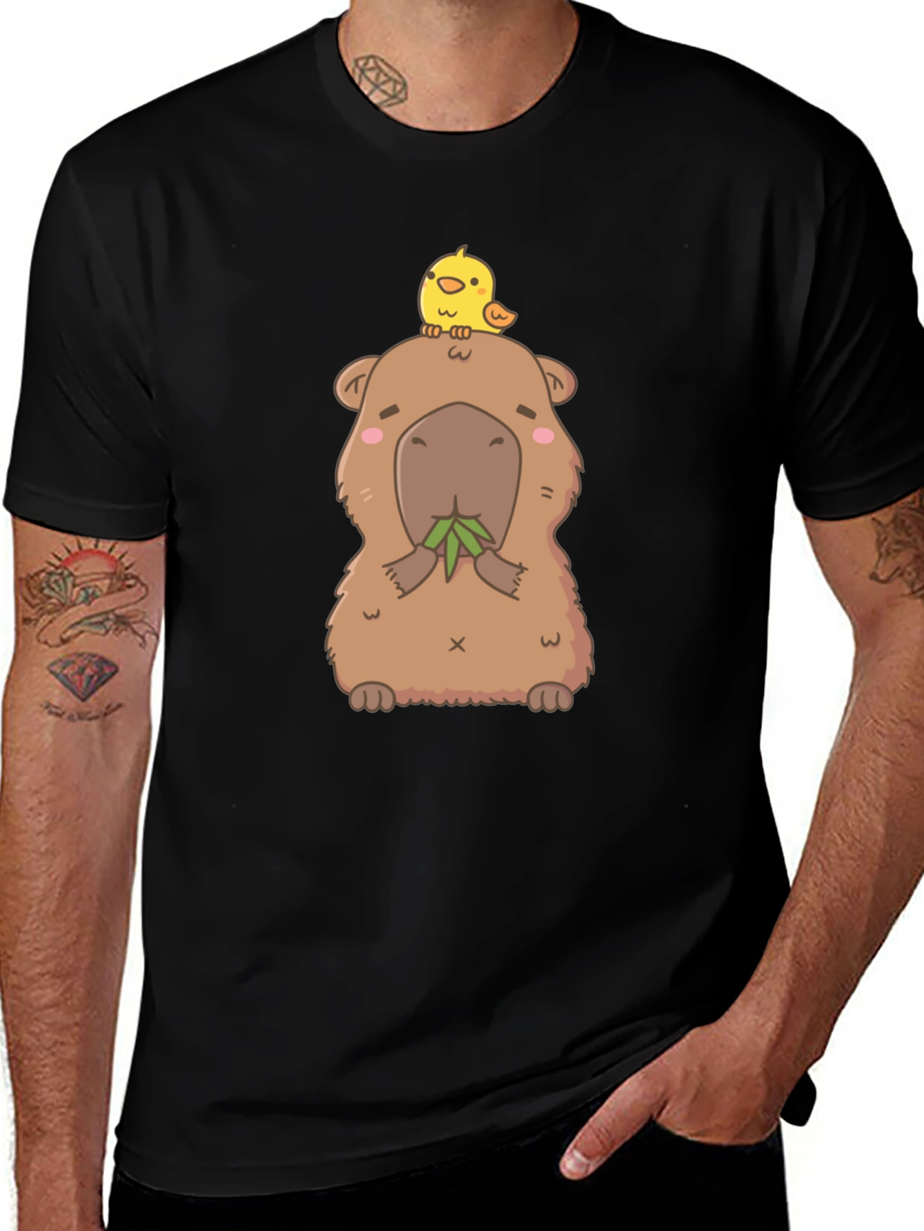 Cute Capybara & Chick T-Shirt - Unisex Cotton Tee
