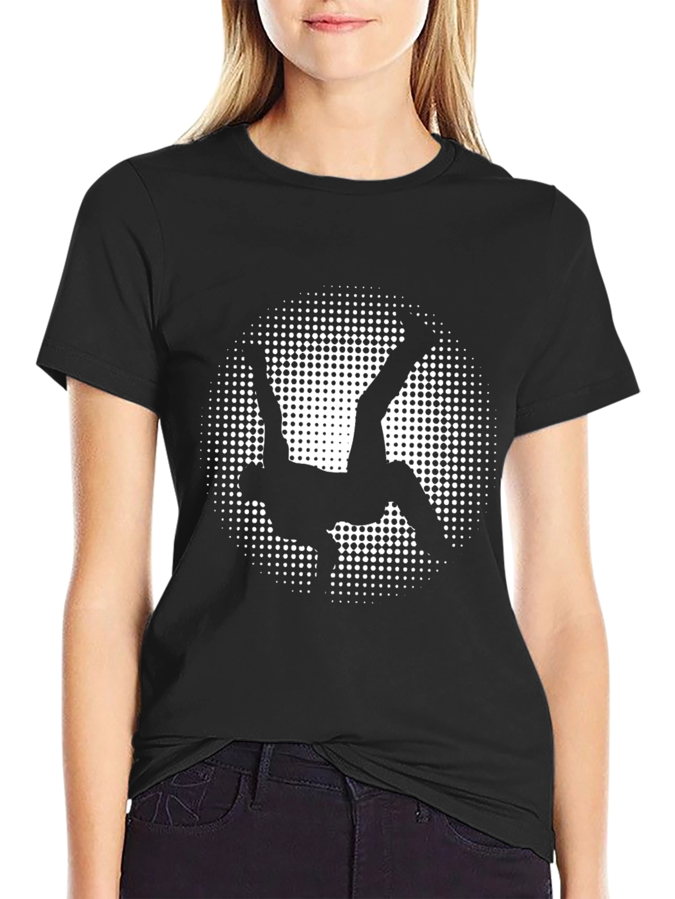 Black Graphic Tee - Acrobat in Halftone Circle