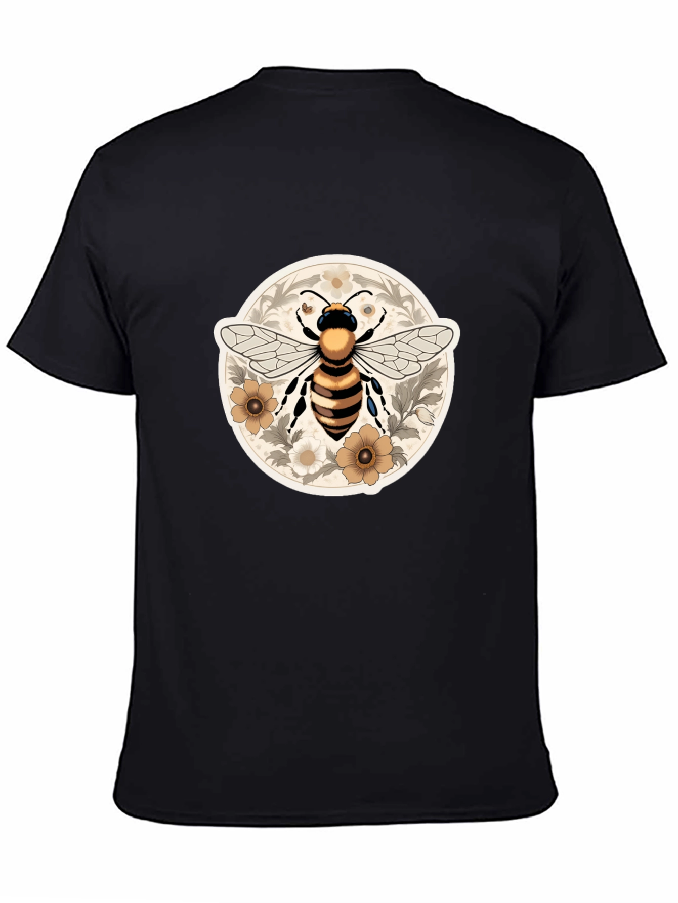 Bee & Floral Graphic Tee - Black