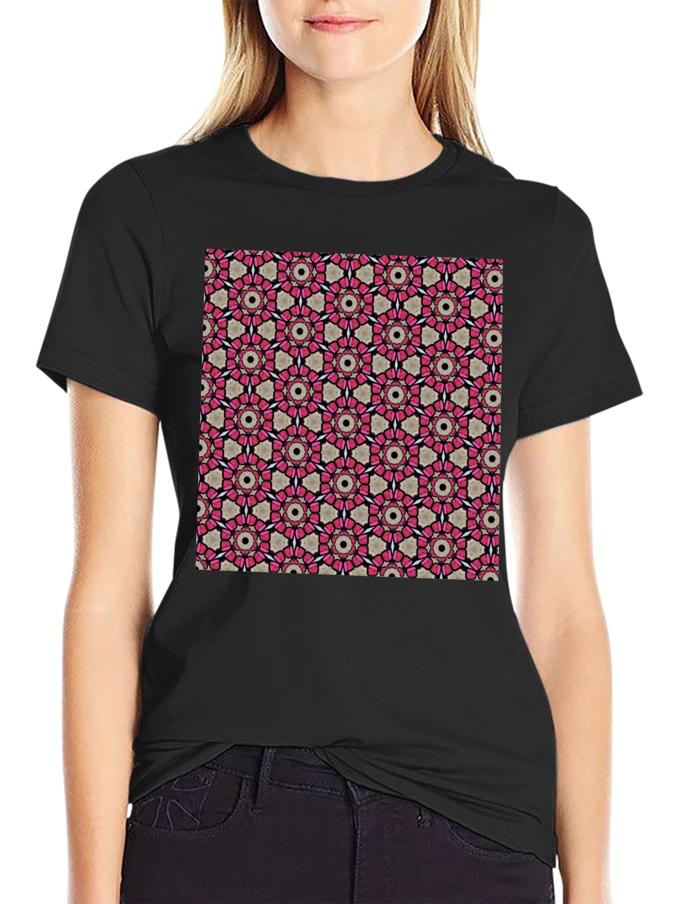 Geometric Pattern T-Shirt: Stylish Floral Design