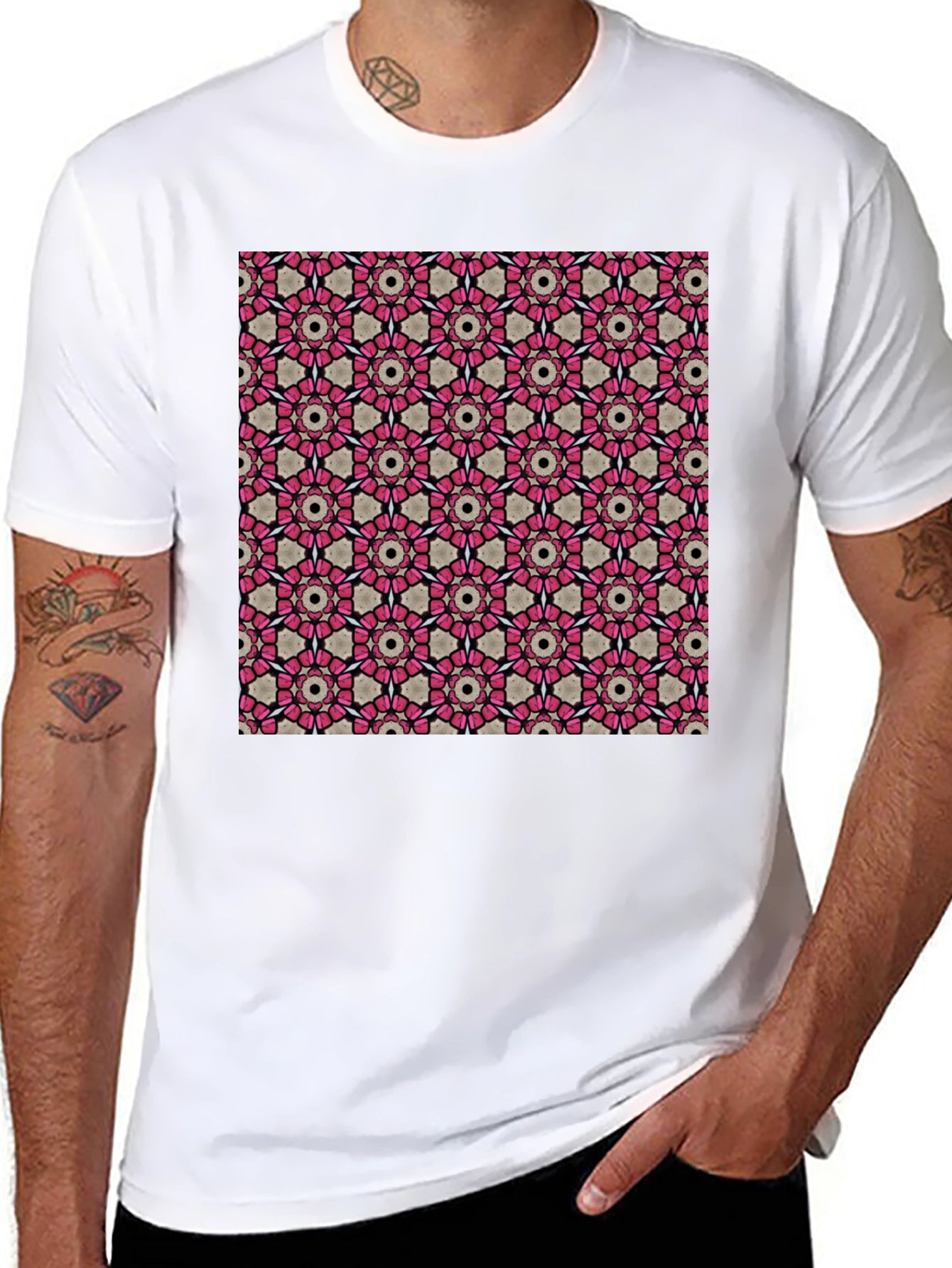 Geometric Pattern T-Shirt: Stylish Floral Design