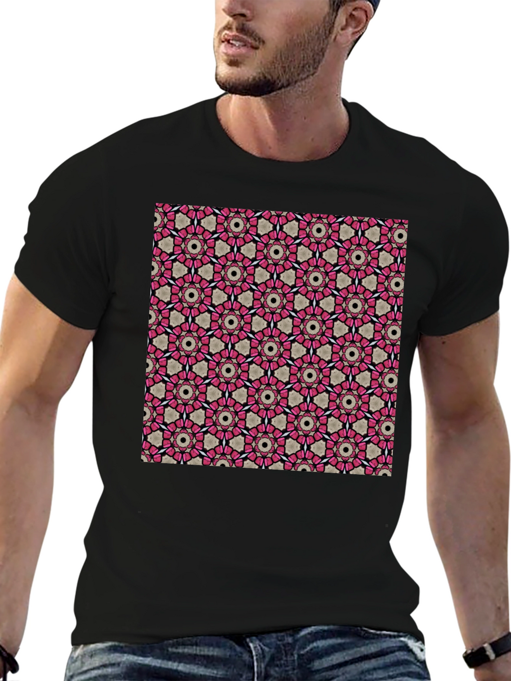 Geometric Pattern T-Shirt: Stylish Floral Design