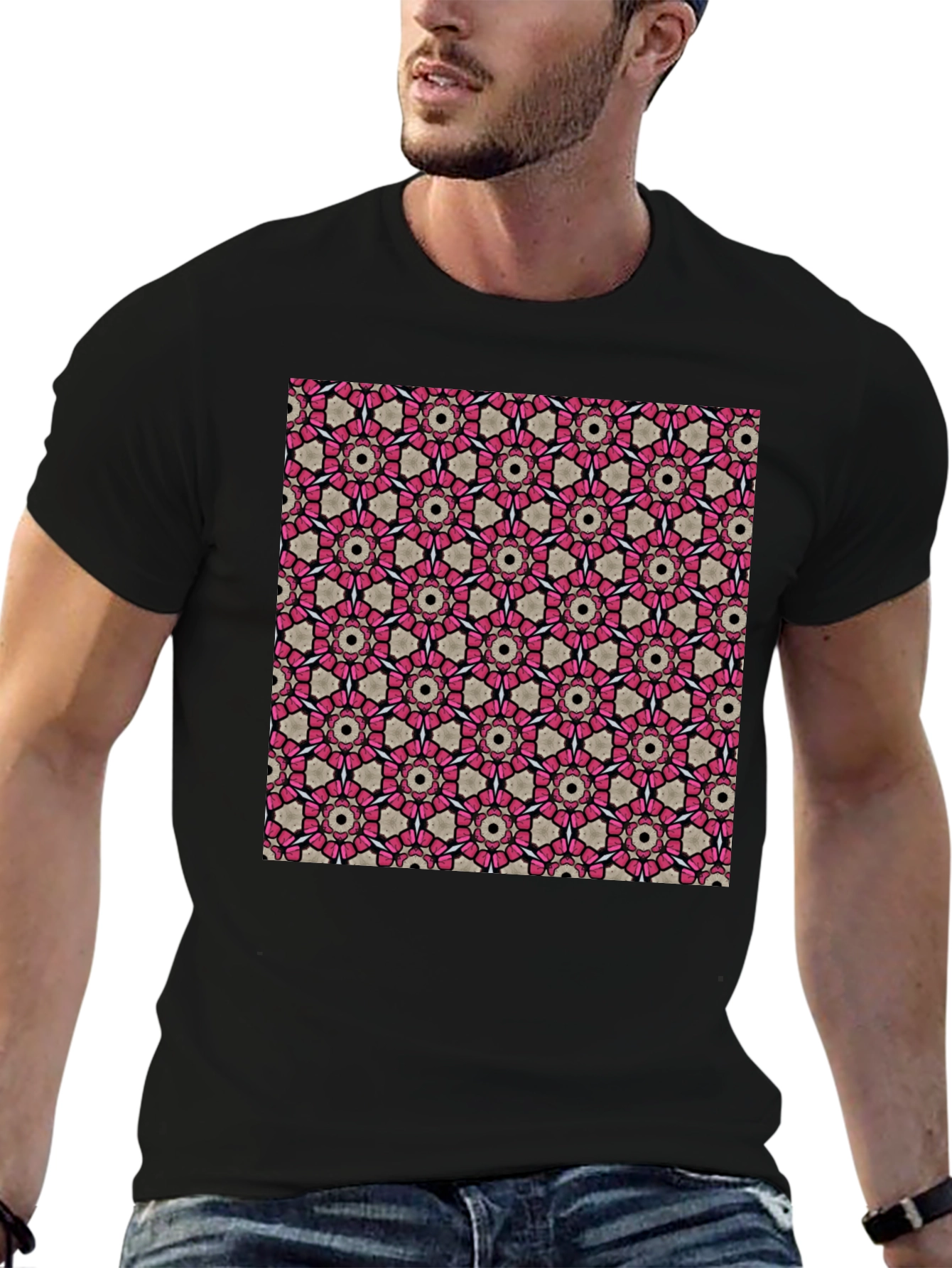 Geometric Pattern T-Shirt: Stylish Floral Design