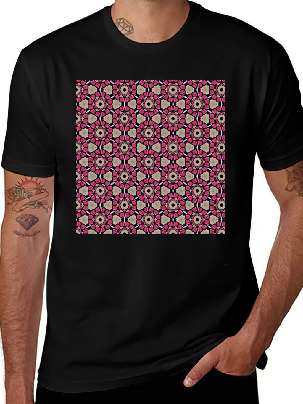 Geometric Pattern T-Shirt: Stylish Floral Design