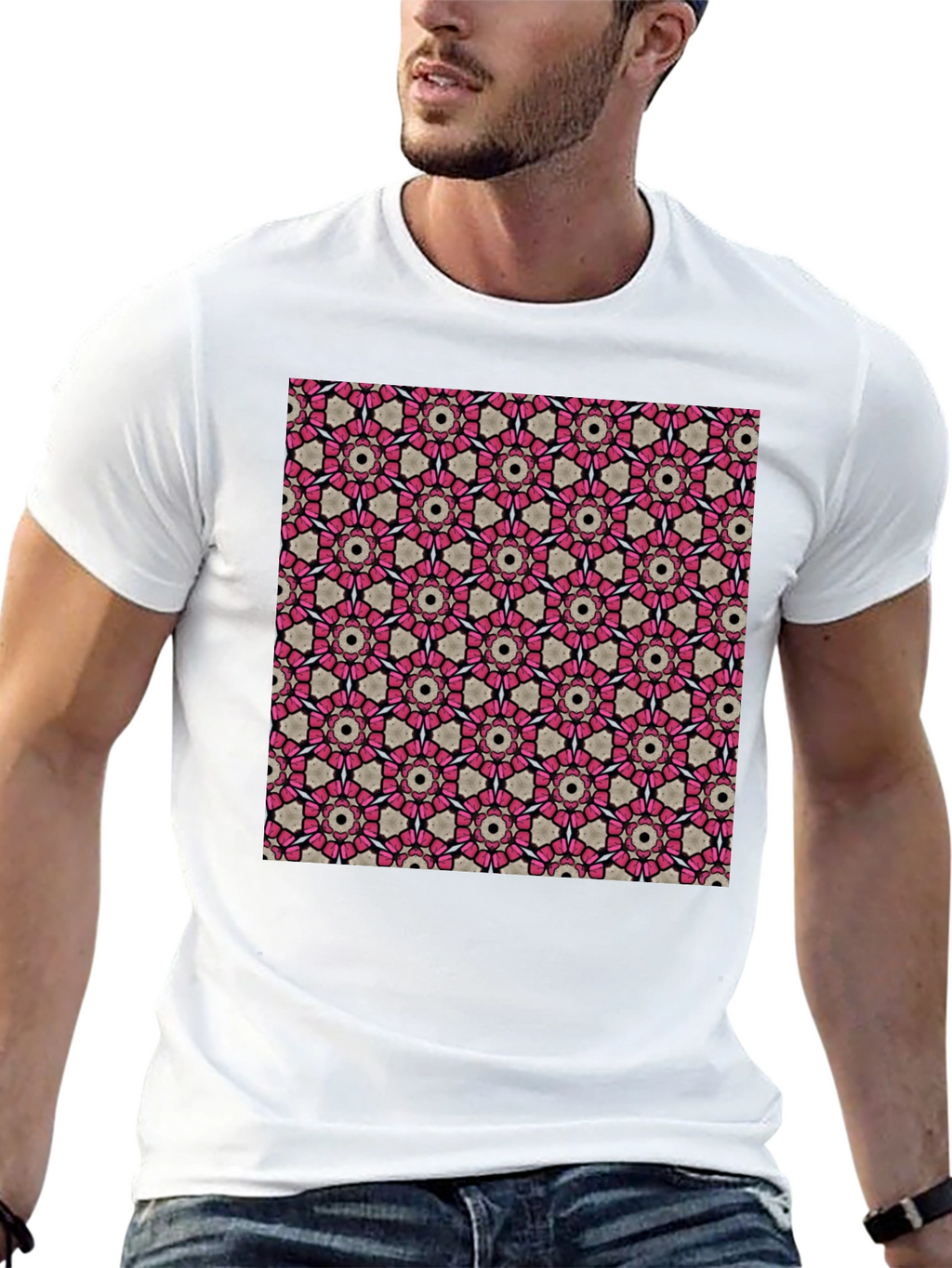 Geometric Pattern T-Shirt: Stylish Floral Design