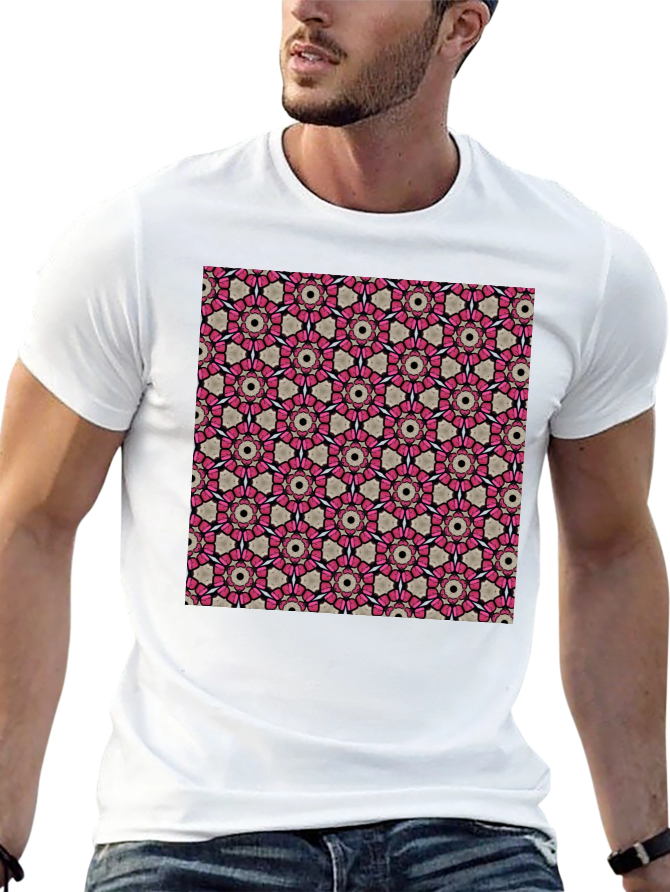 Geometric Pattern T-Shirt: Stylish Floral Design