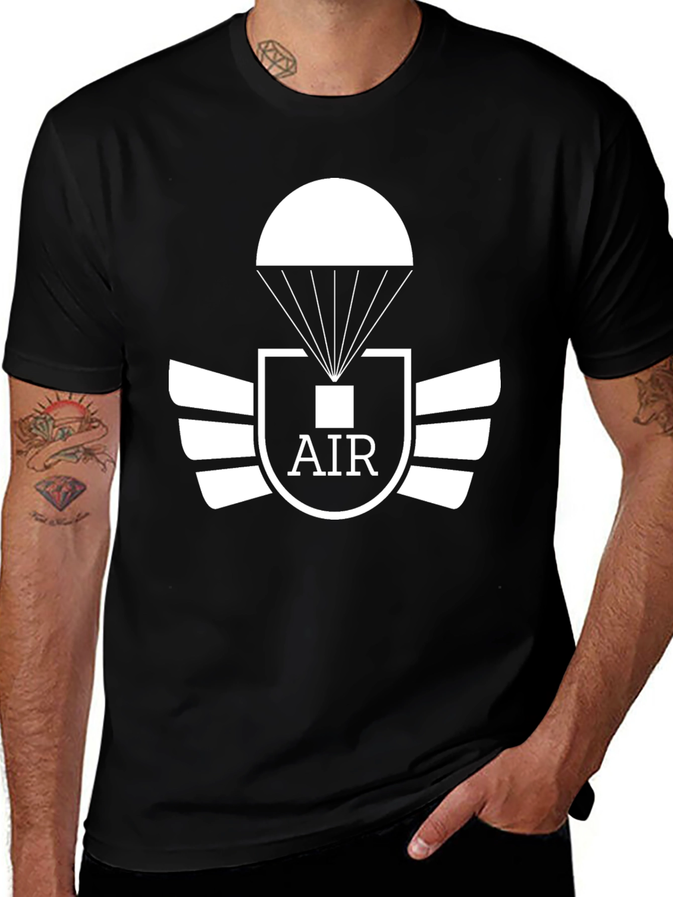 Airborne Parachute T-Shirt - Black Graphic Tee