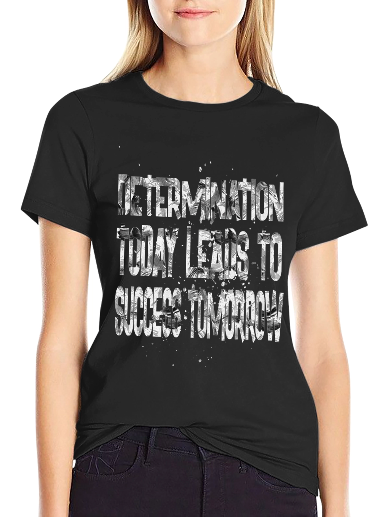 Motivational Black T-Shirt - Determination Leads to Success