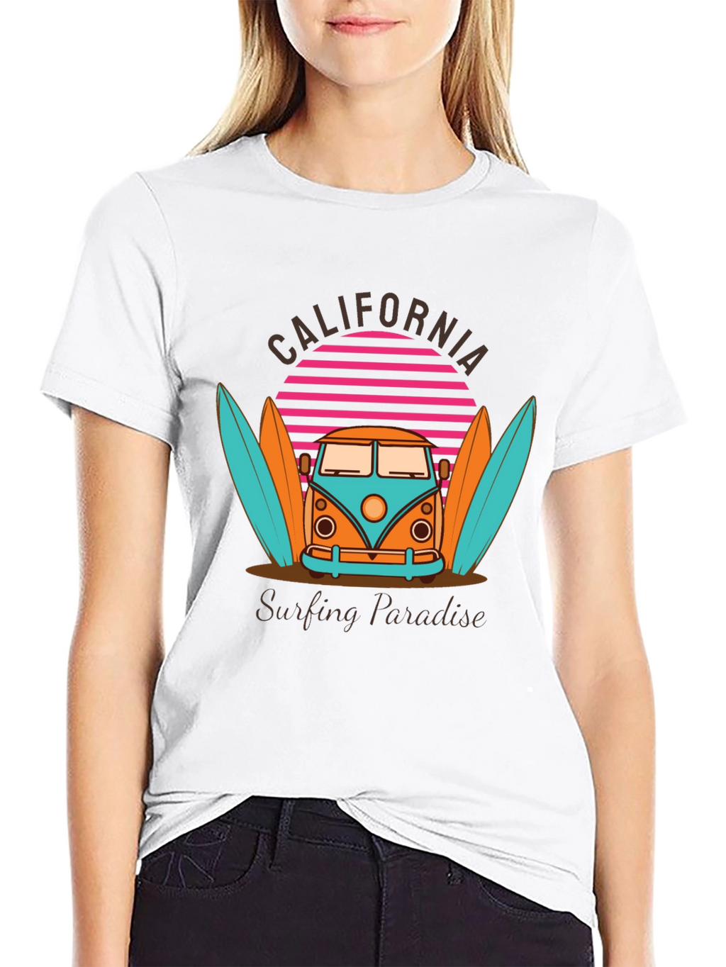 California Surfing Paradise Graphic T-Shirt