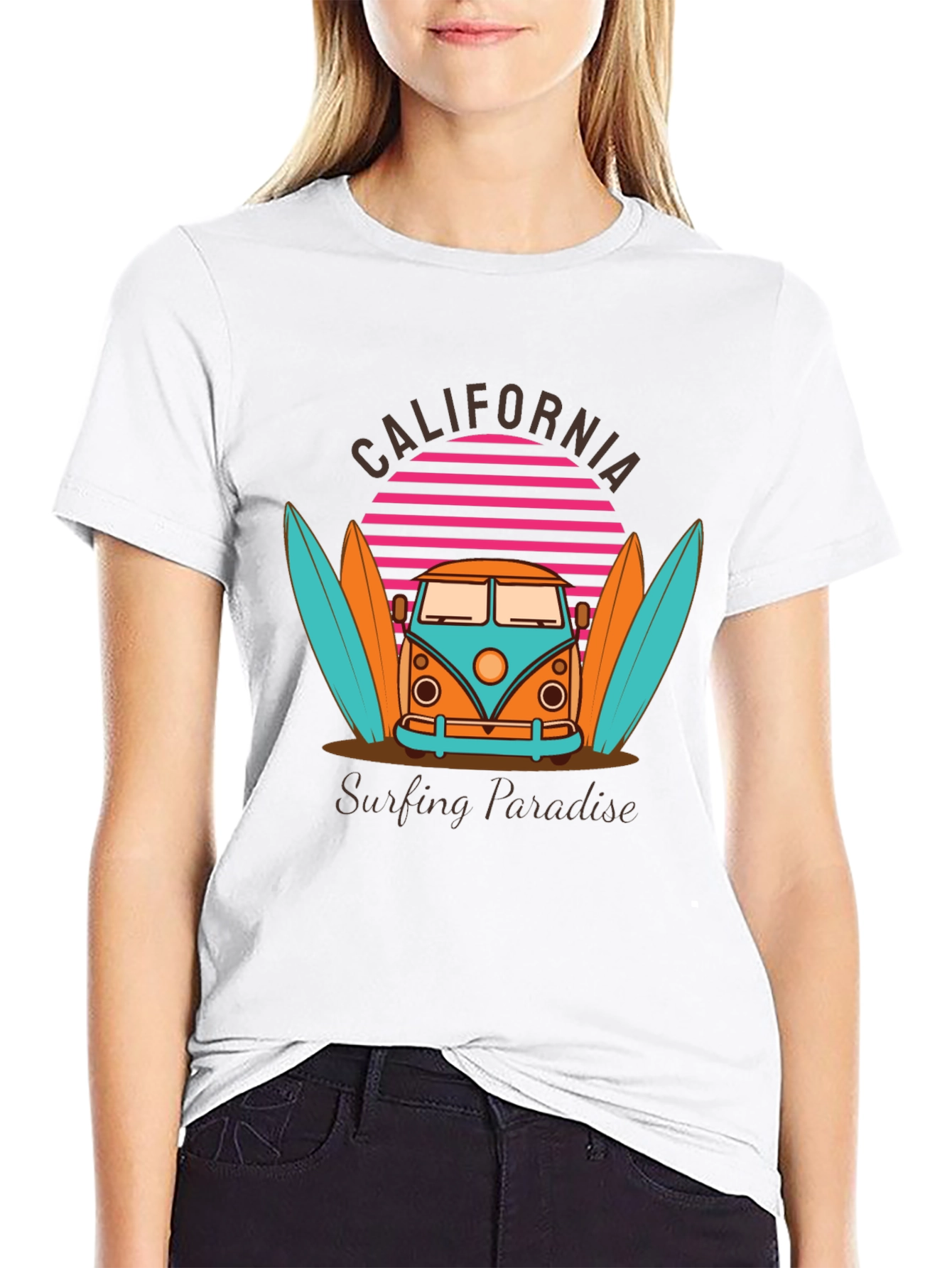 California Surfing Paradise Graphic T-Shirt
