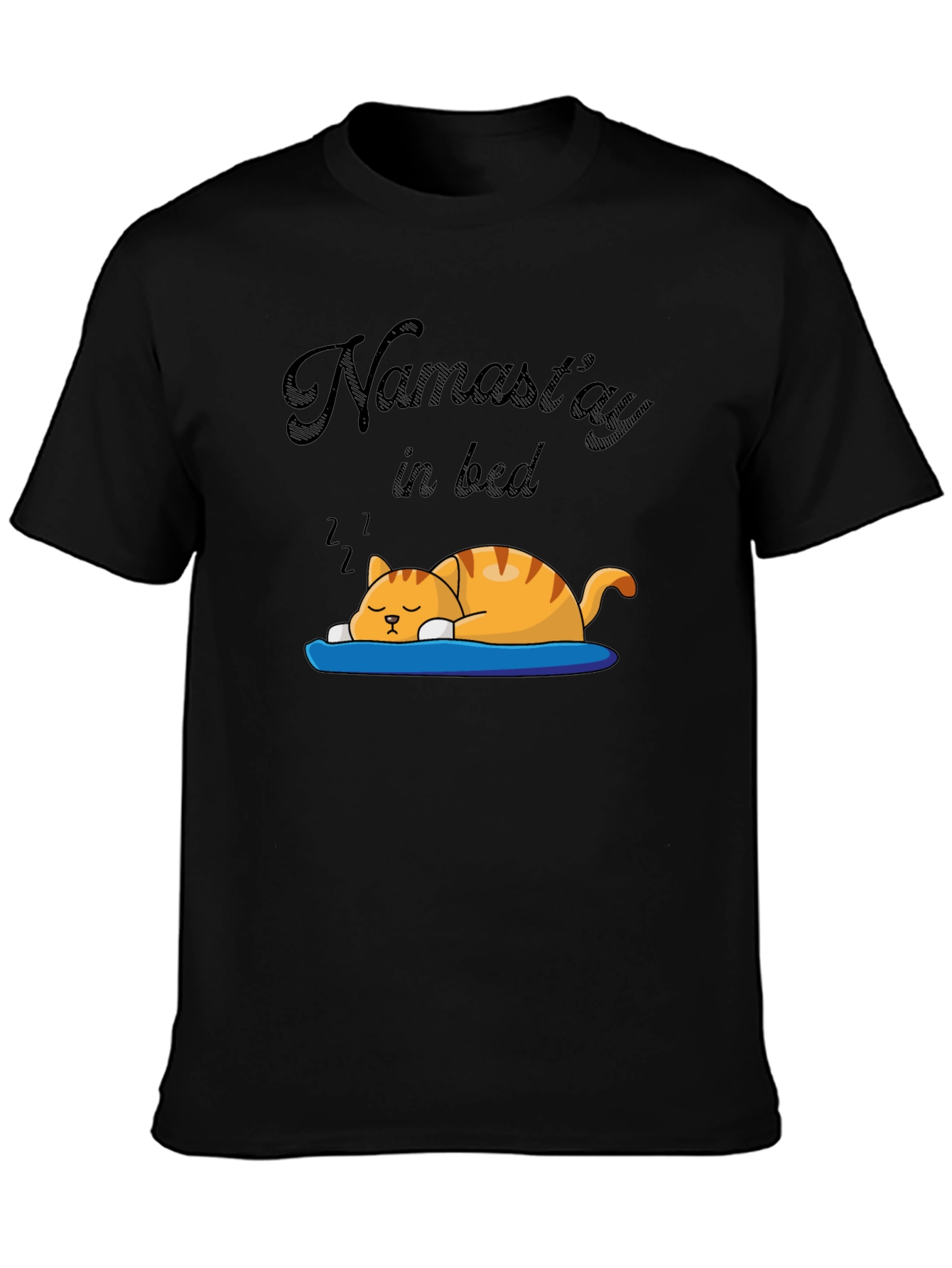 Namastay In Bed T-Shirt -  Cute Sleeping Cat Tee