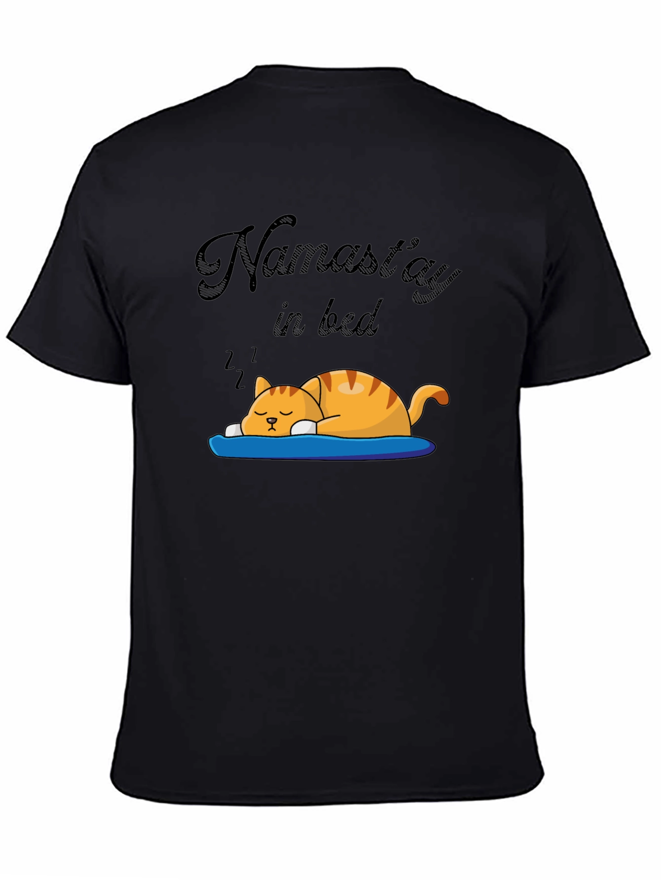 Namastay In Bed T-Shirt -  Cute Sleeping Cat Tee