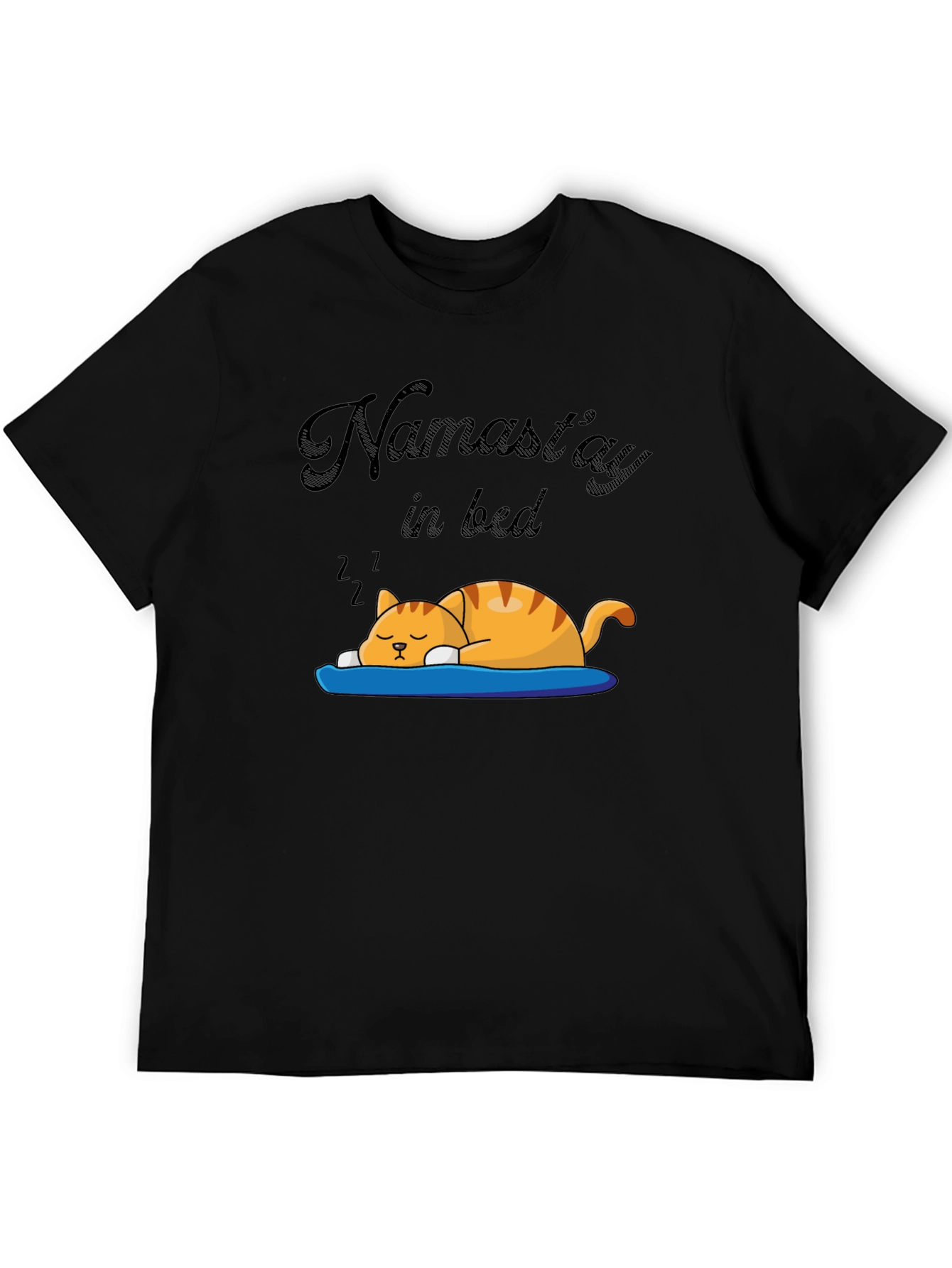 Namastay In Bed T-Shirt -  Cute Sleeping Cat Tee