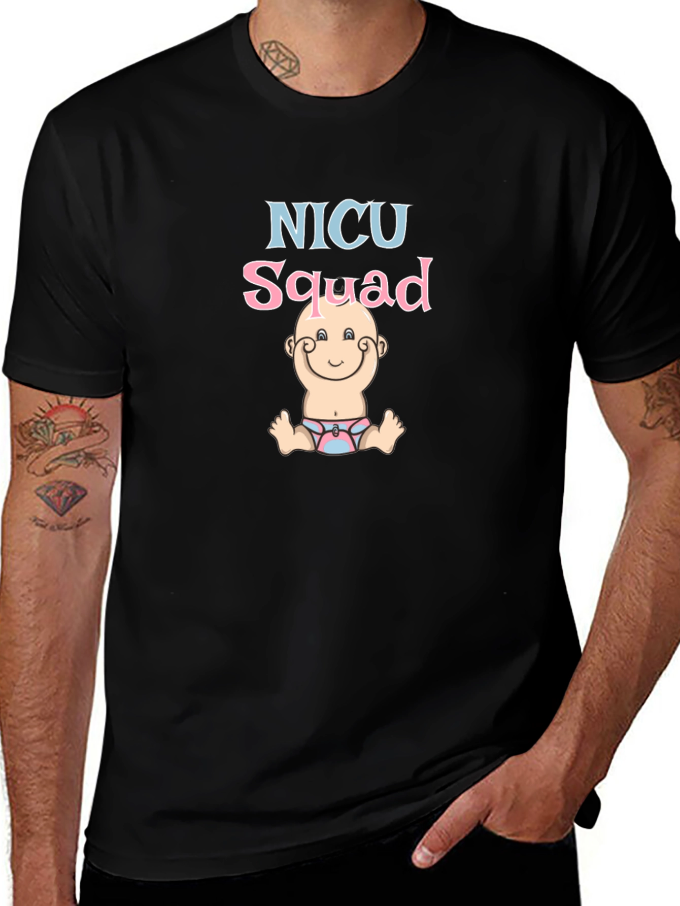 NICU Squad Baby Graphic Tee - Black Cotton Blend