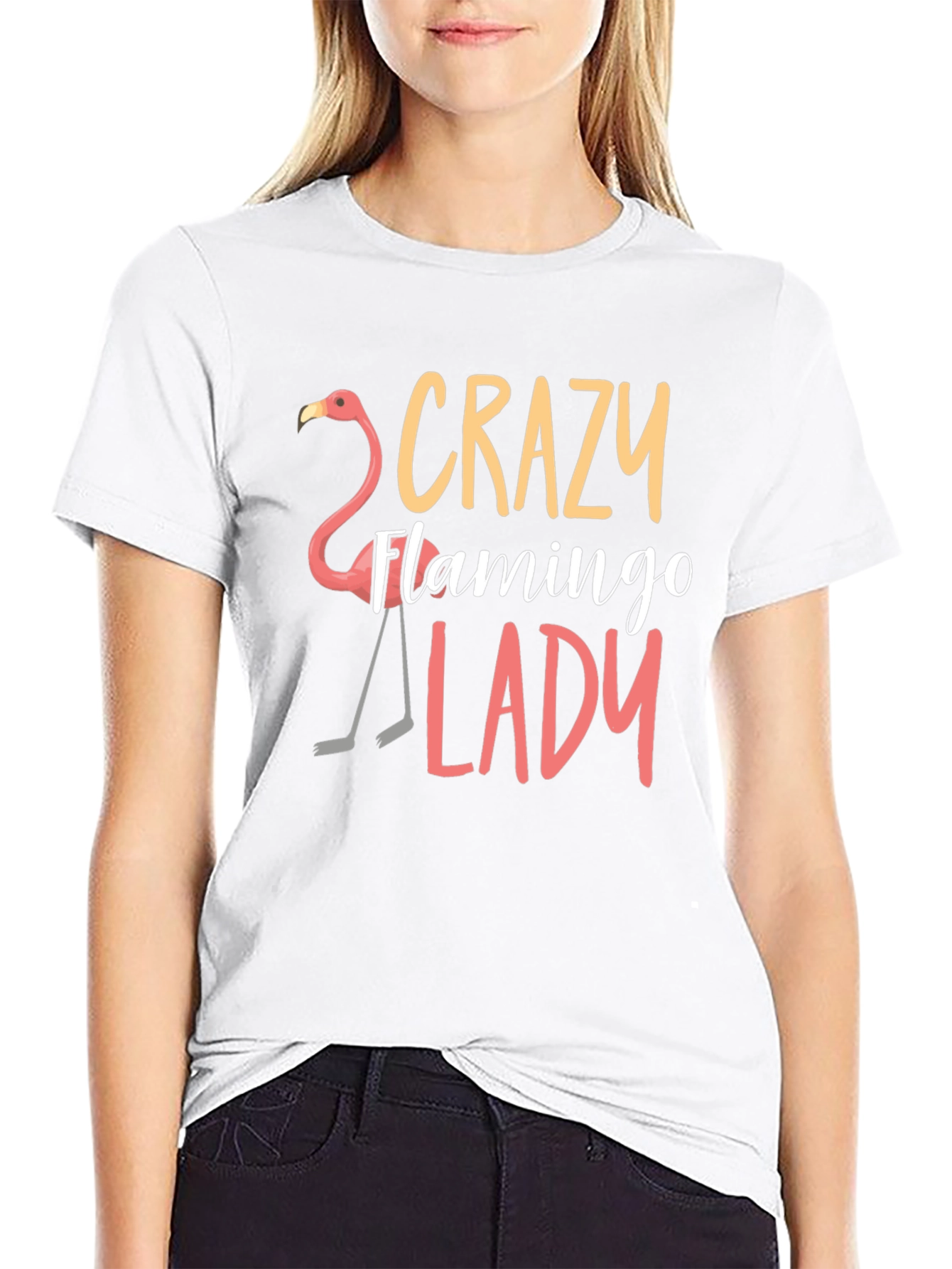 Crazy Flamingo Lady T-Shirt - Novelty Tee