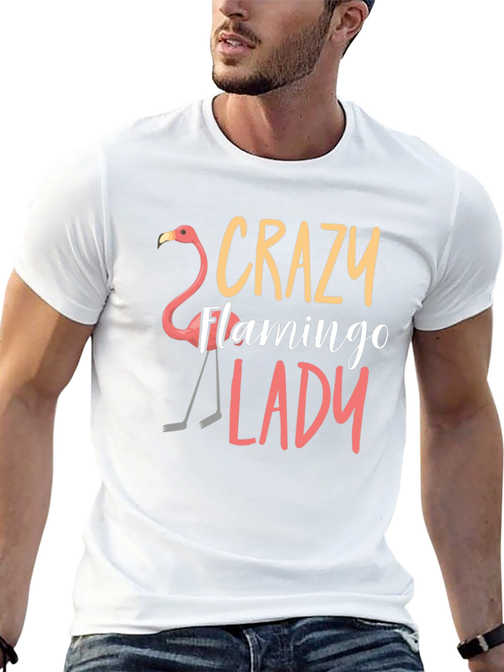 Crazy Flamingo Lady T-Shirt - Novelty Tee