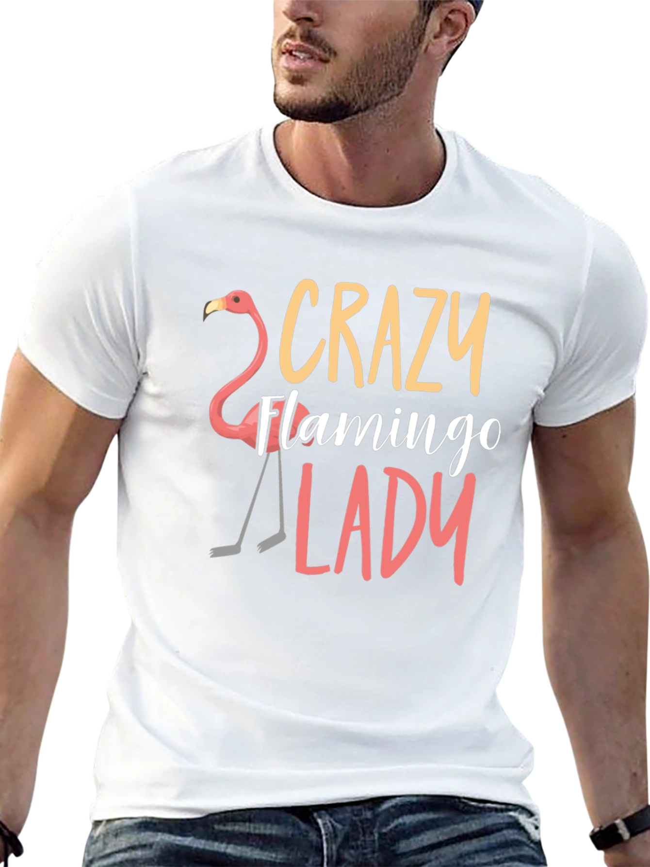Crazy Flamingo Lady T-Shirt - Novelty Tee