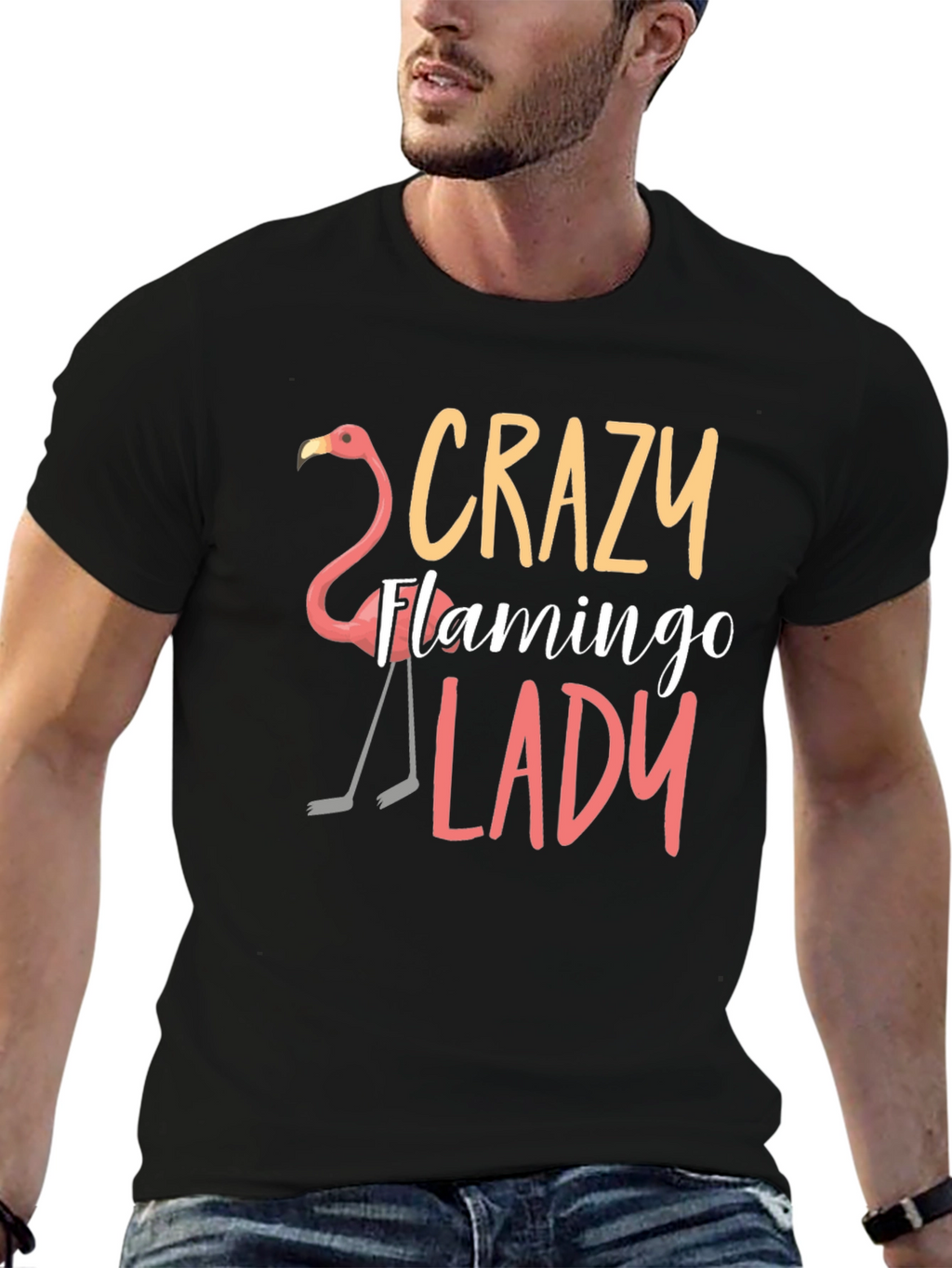Crazy Flamingo Lady T-Shirt - Novelty Tee