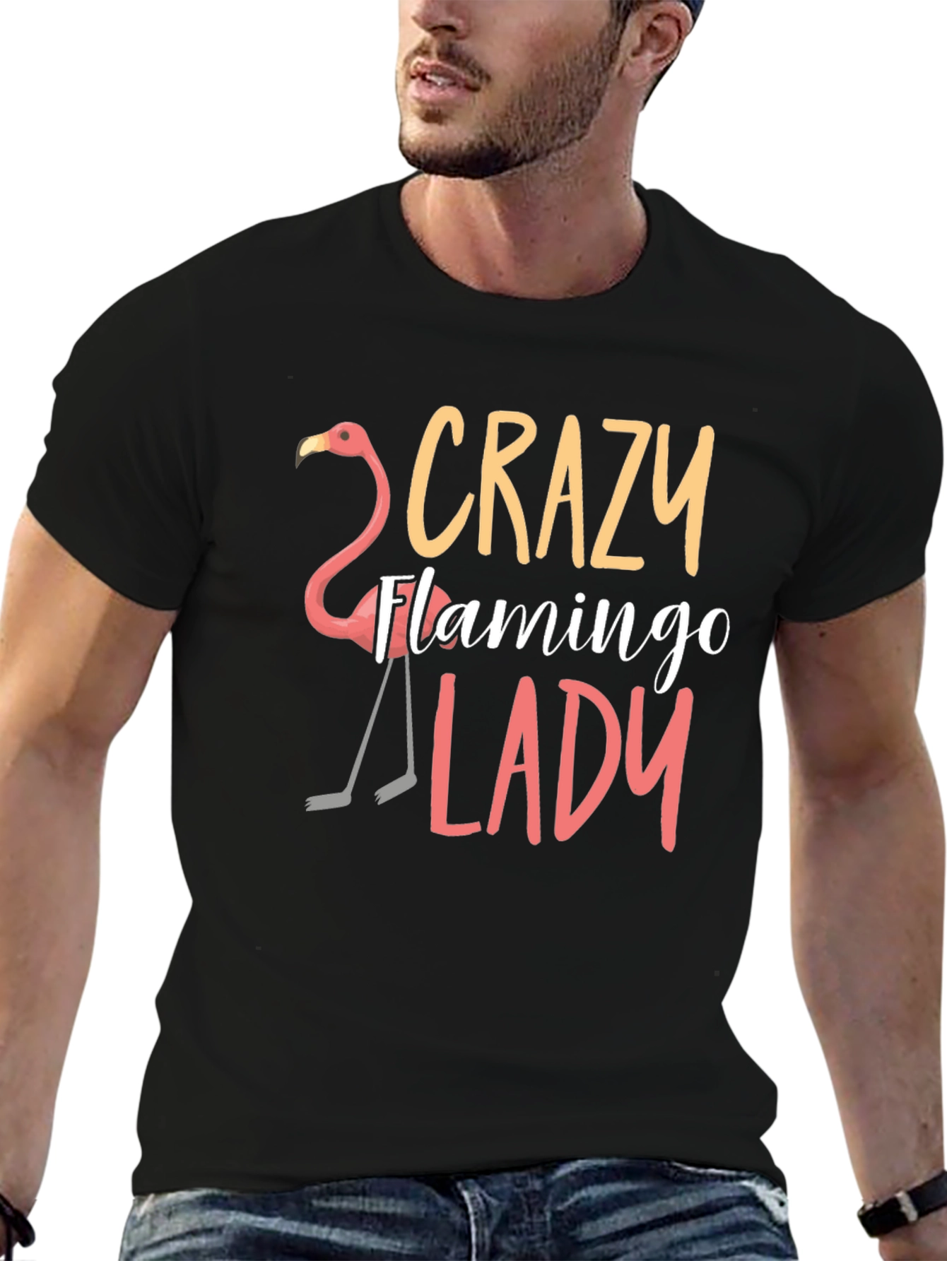Crazy Flamingo Lady T-Shirt - Novelty Tee
