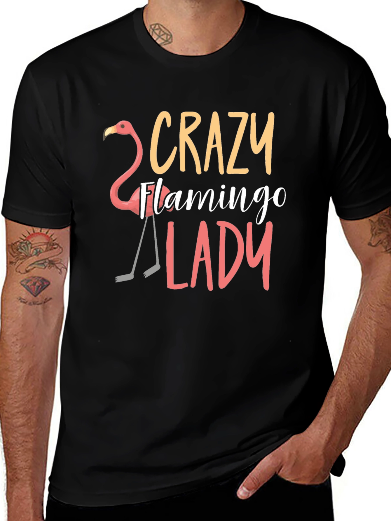 Crazy Flamingo Lady T-Shirt - Novelty Tee