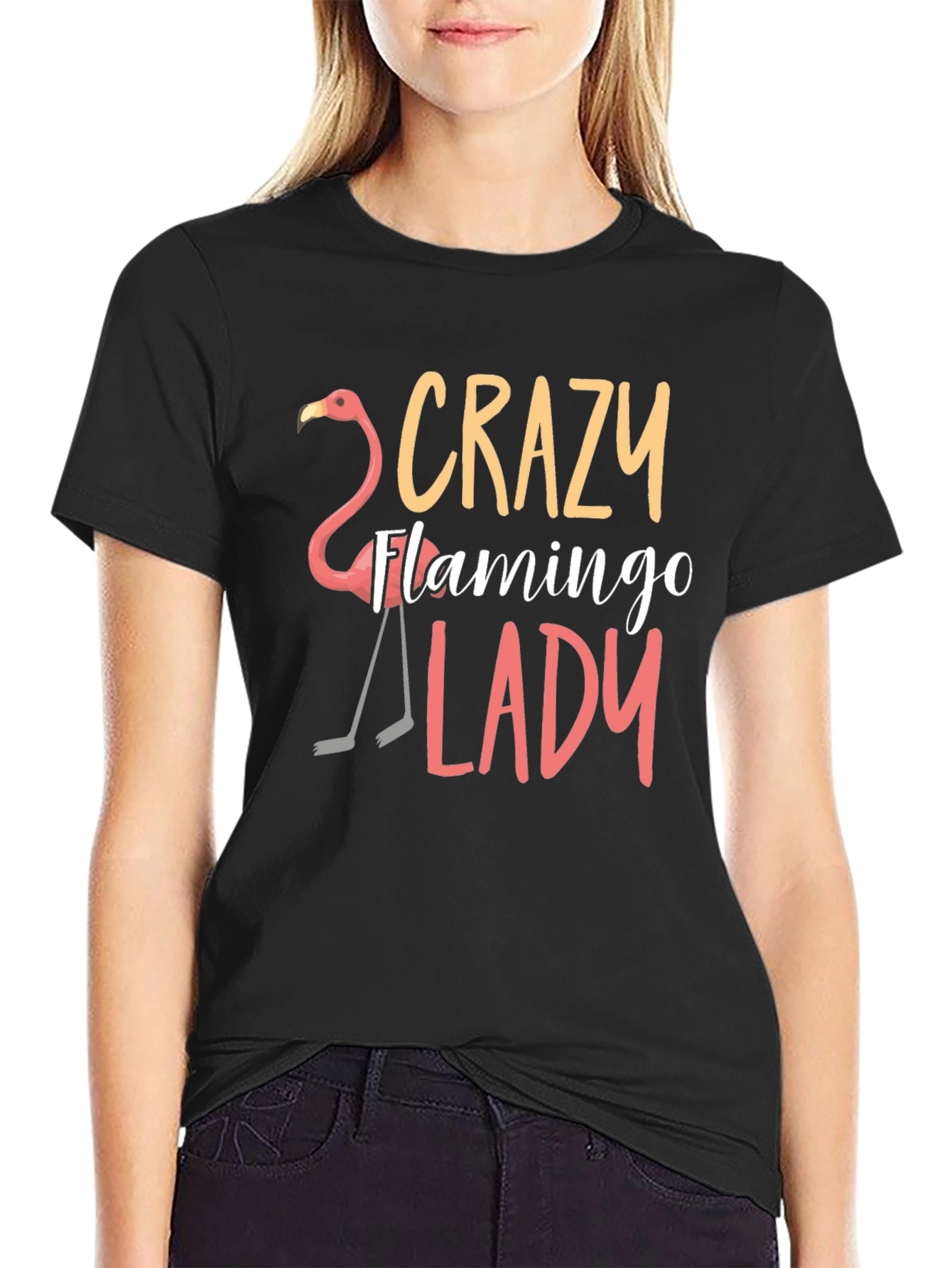Crazy Flamingo Lady T-Shirt - Novelty Tee