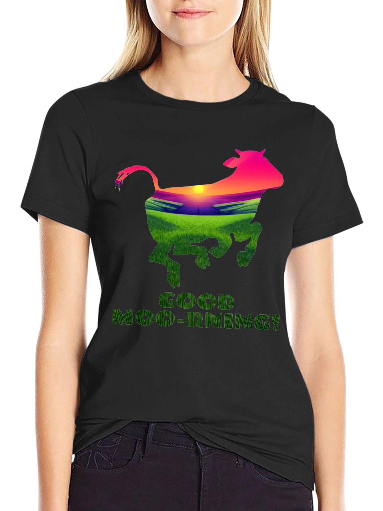 Good Moo-Rning Cow Graphic Tee - Farm Fresh Humor!