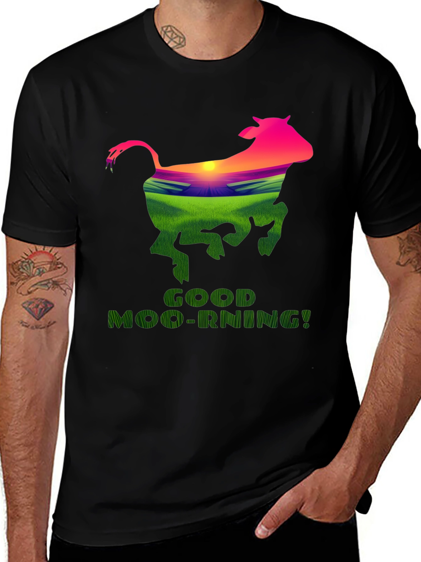 Good Moo-Rning Cow Graphic Tee - Farm Fresh Humor!