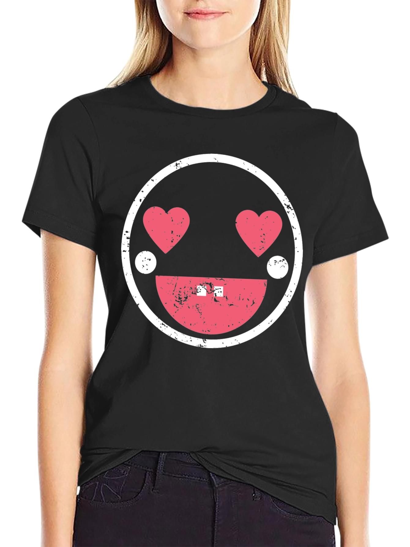 Love Eyes Emoji Graphic Tee - Trendy Casual Shirt