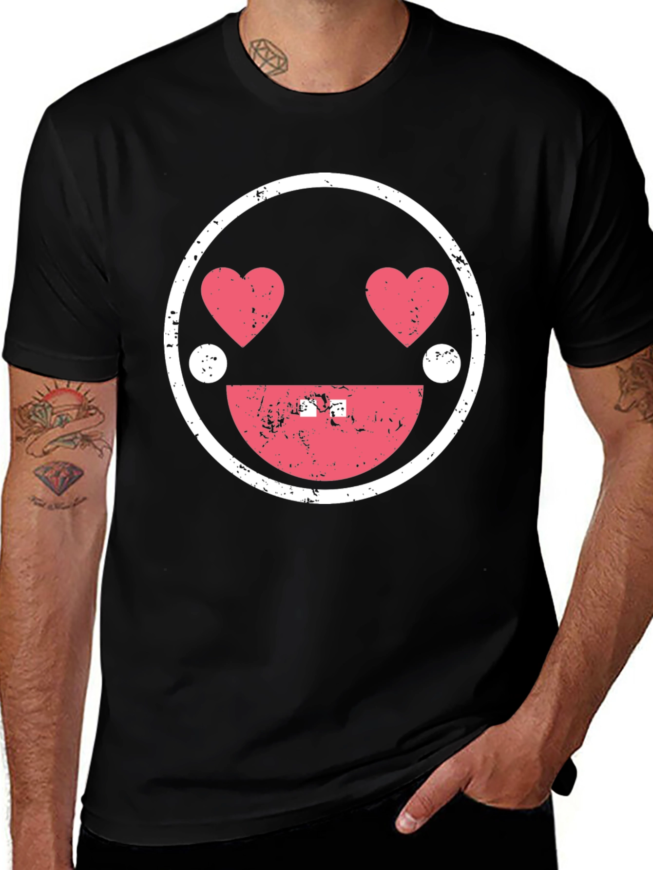 Love Eyes Emoji Graphic Tee - Trendy Casual Shirt