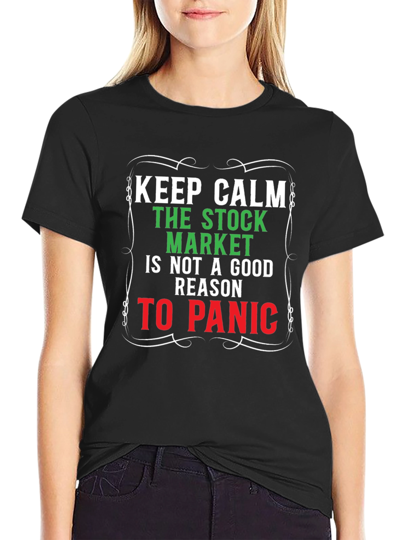 Keep Calm Stock Market Graphic Tee - Black