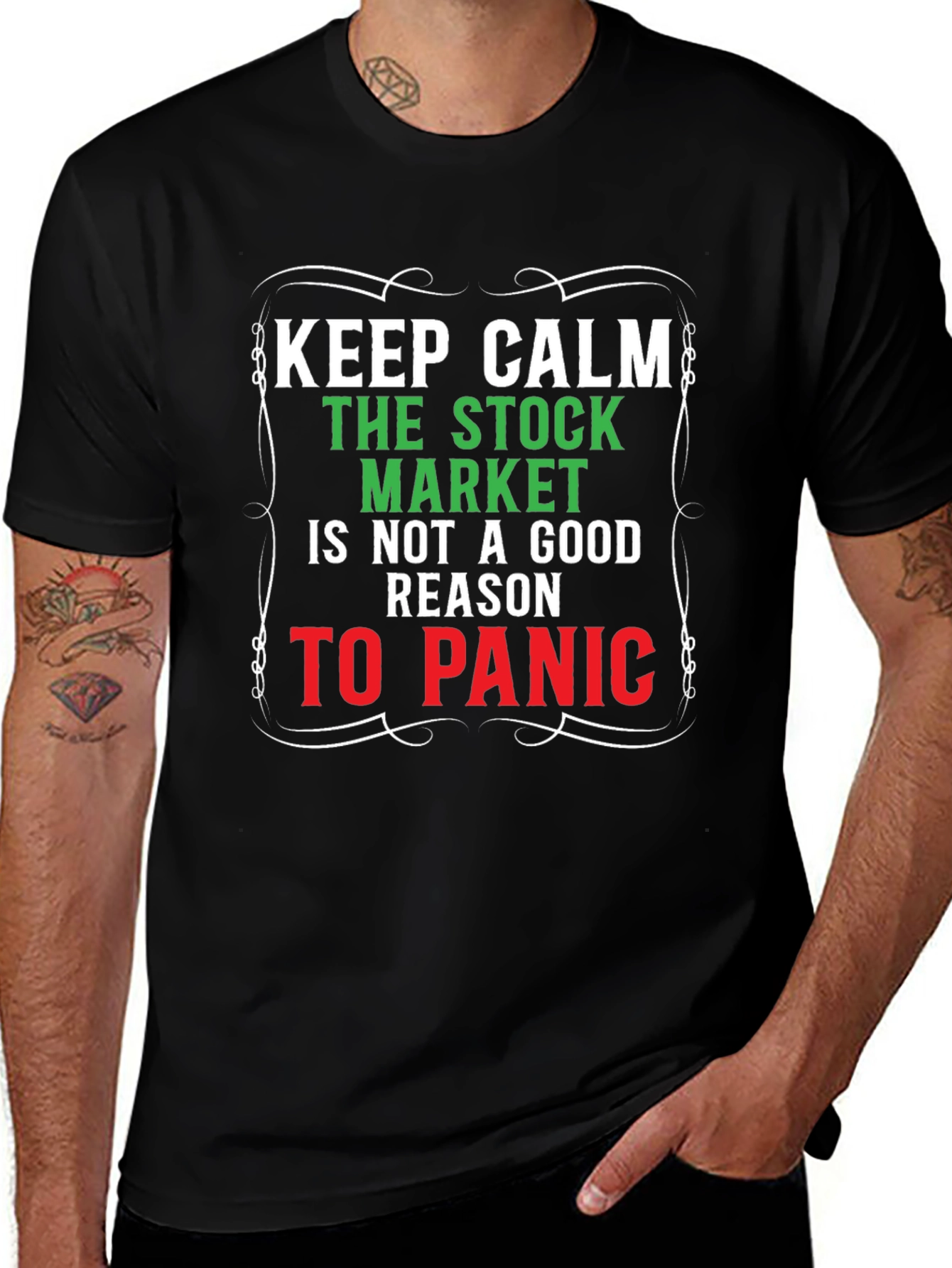 Keep Calm Stock Market Graphic Tee - Black