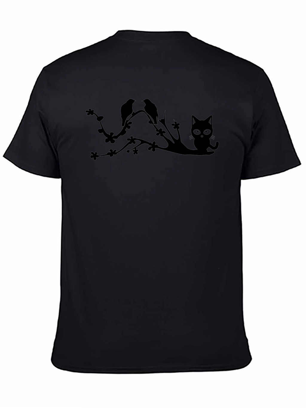 Black Cat & Birds Tree Graphic Tee
