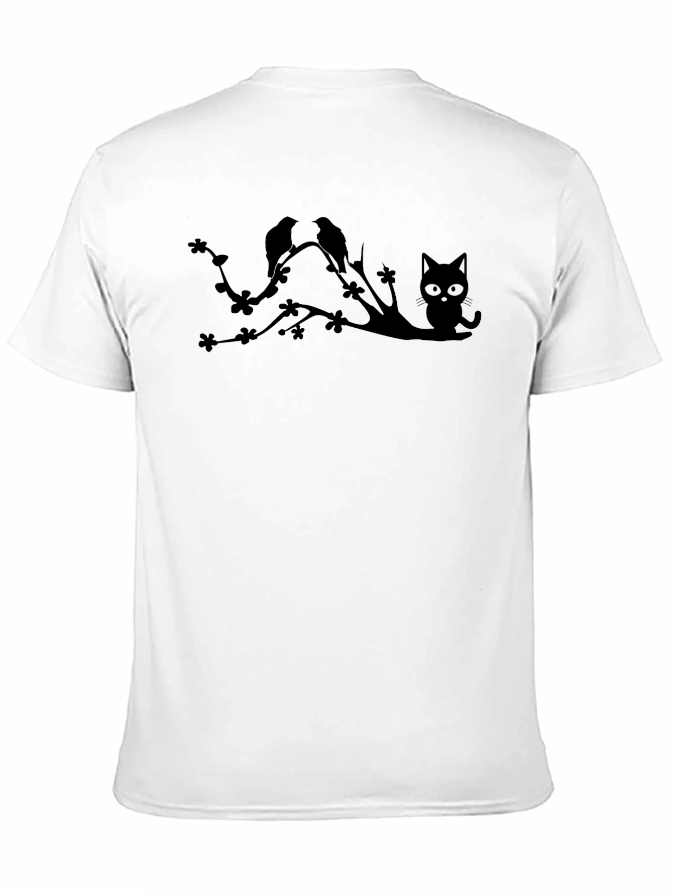 Black Cat & Birds Tree Graphic Tee